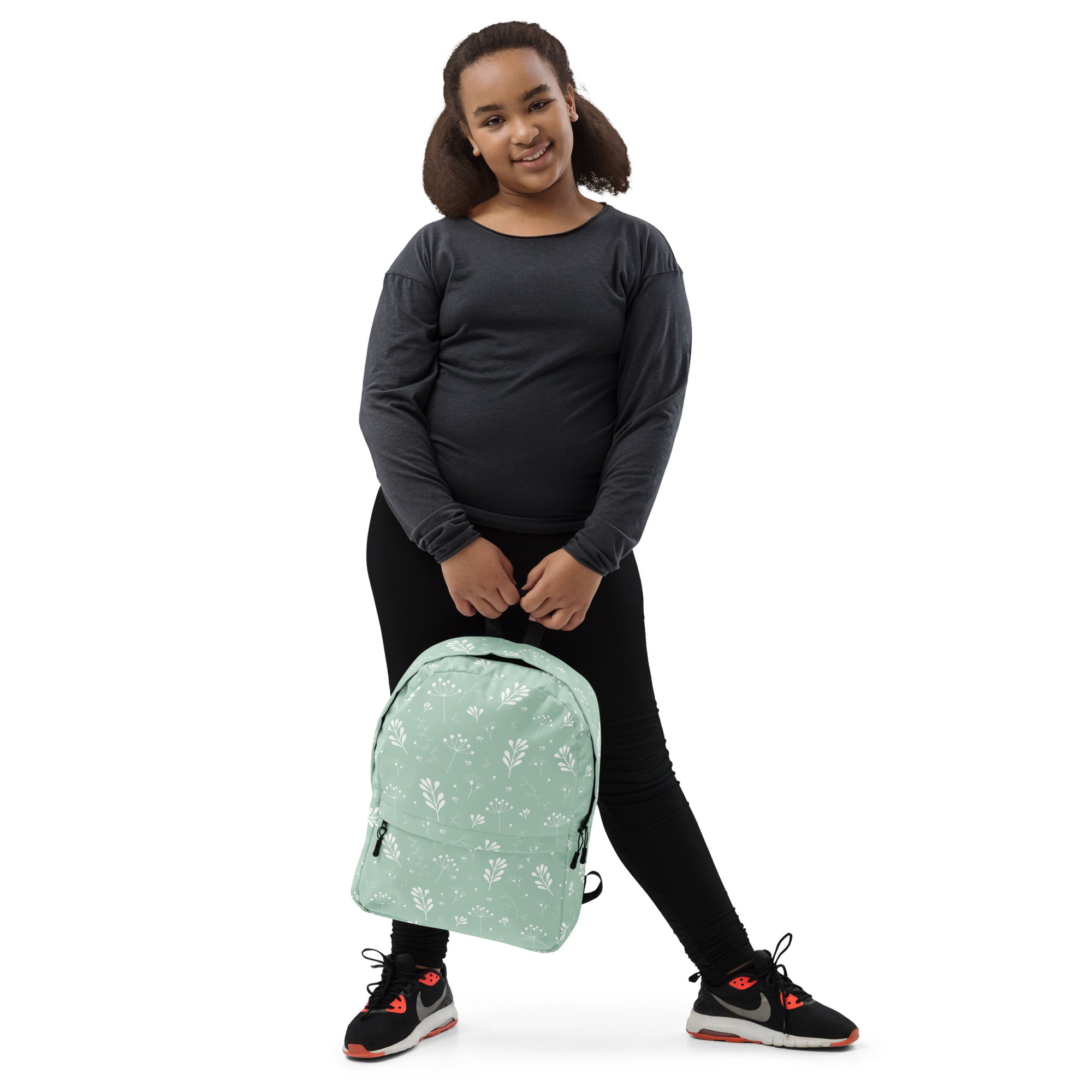 Pastel Green Clean Summer Seamless Floral Backpack