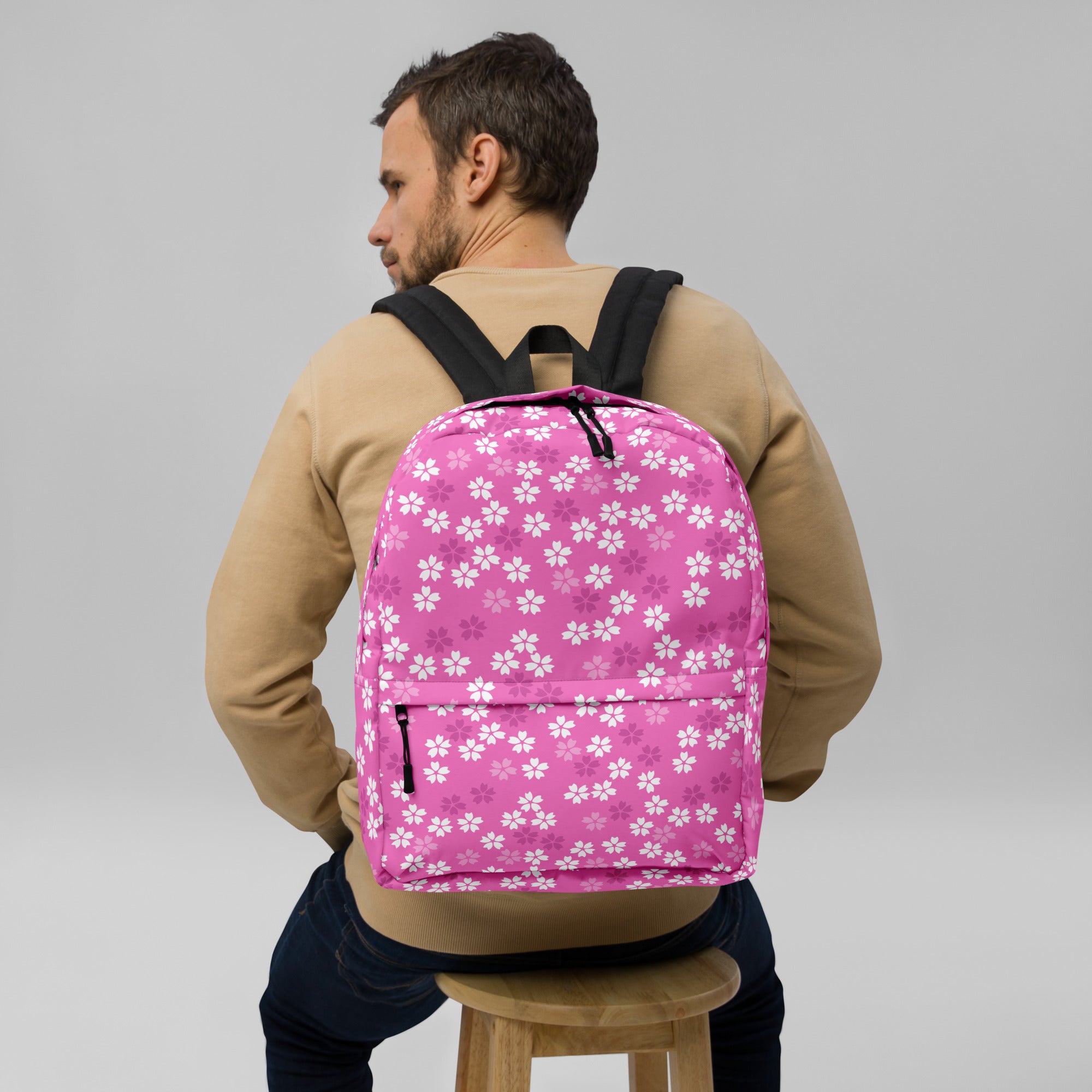 Preppy Pink Floral Blossom Seamless Pattern Backpack