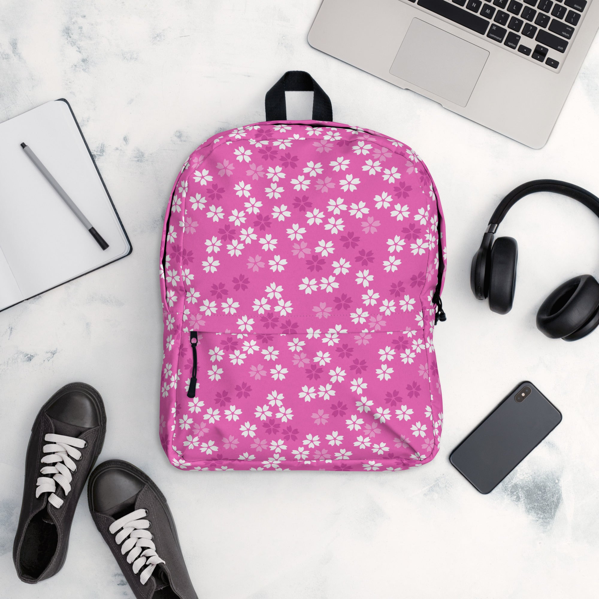 Preppy Pink Floral Blossom Seamless Pattern Backpack