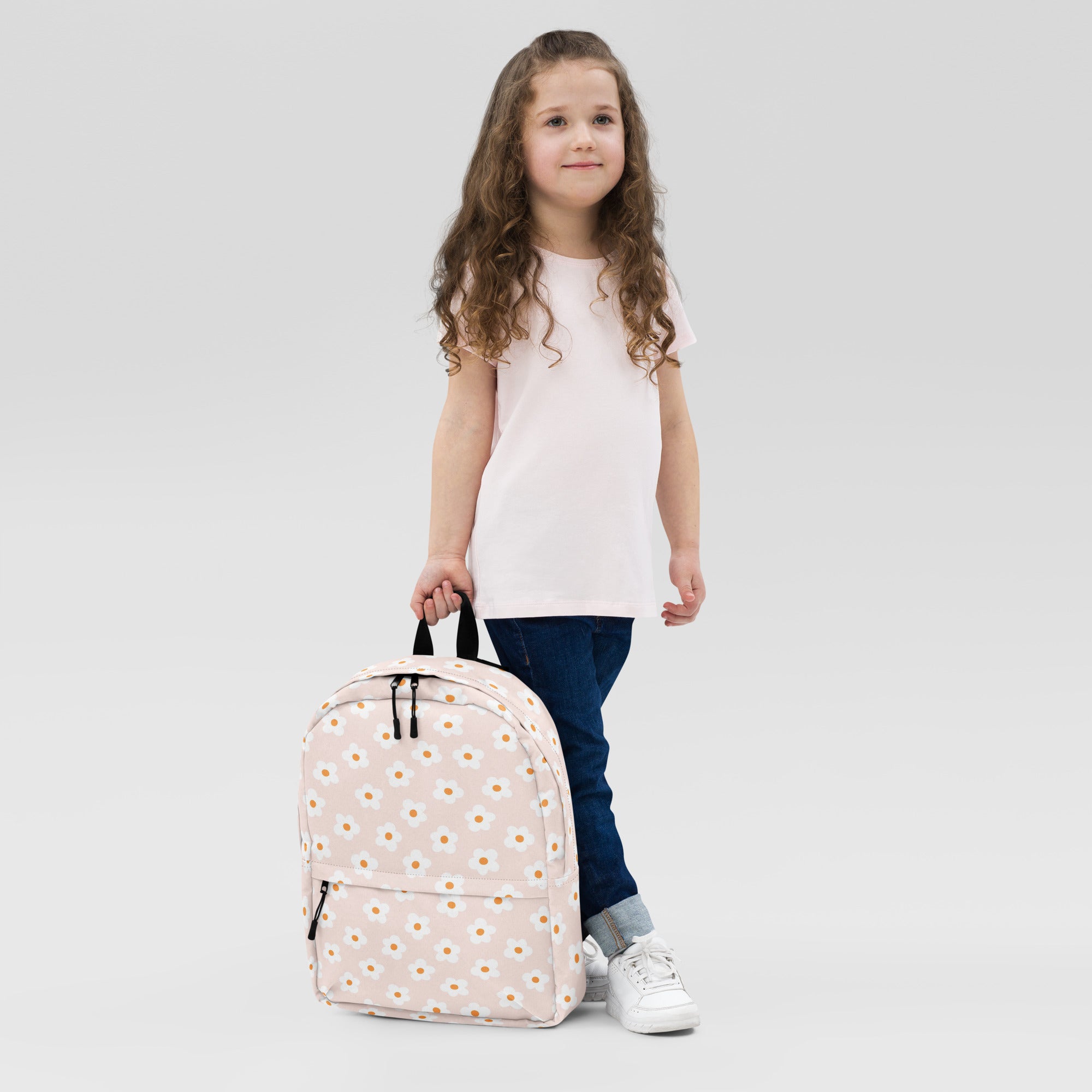 Preppy Pink Minimal Daisy Floral Summer Backpack