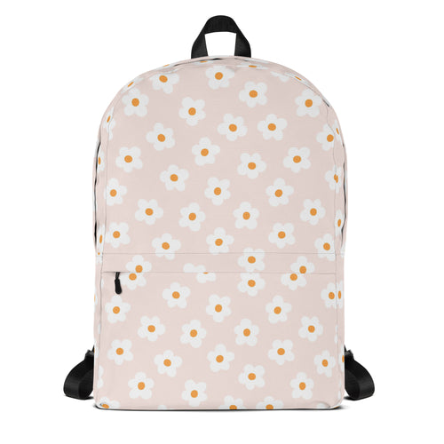 Preppy Pink Minimal Daisy Floral Summer Backpack