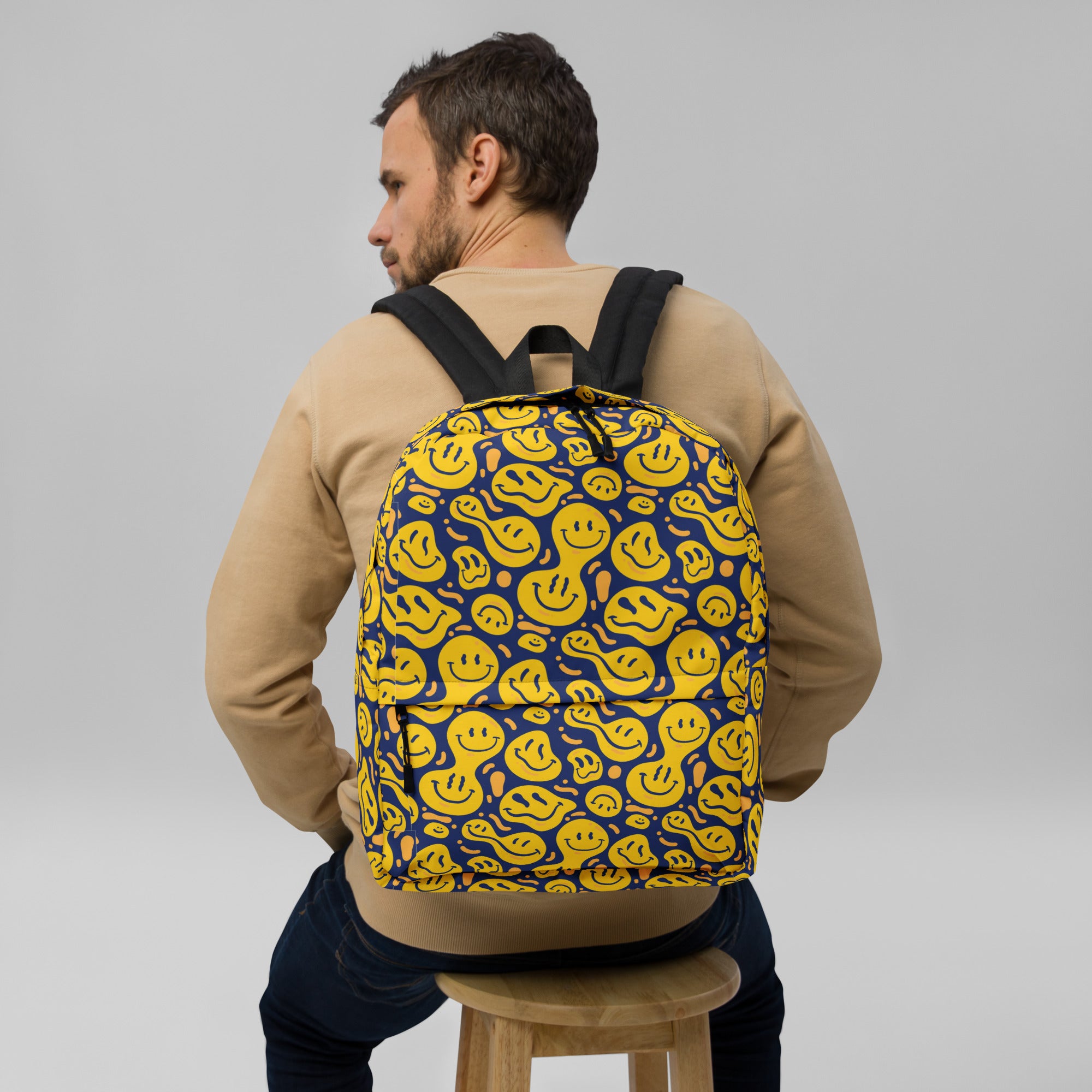 Original Yellow Drippy Smiley Face Backpack