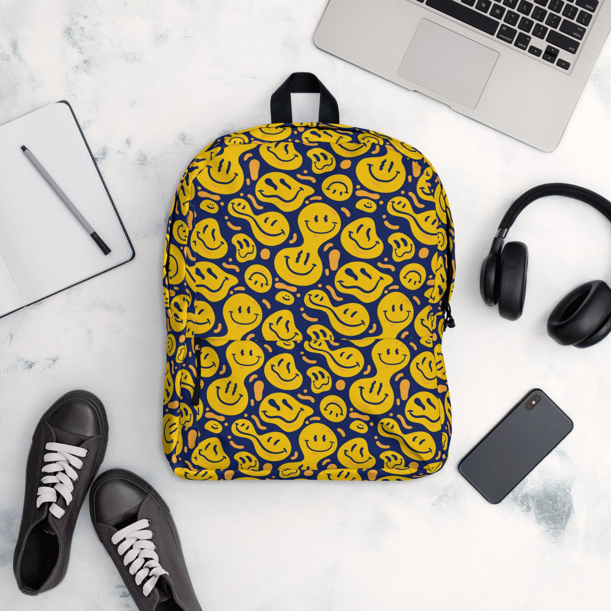 Original Yellow Drippy Smiley Face Backpack