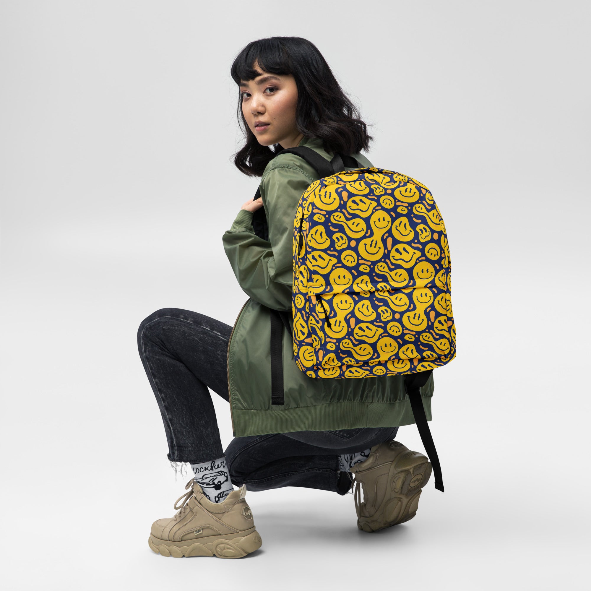 Original Yellow Drippy Smiley Face Backpack