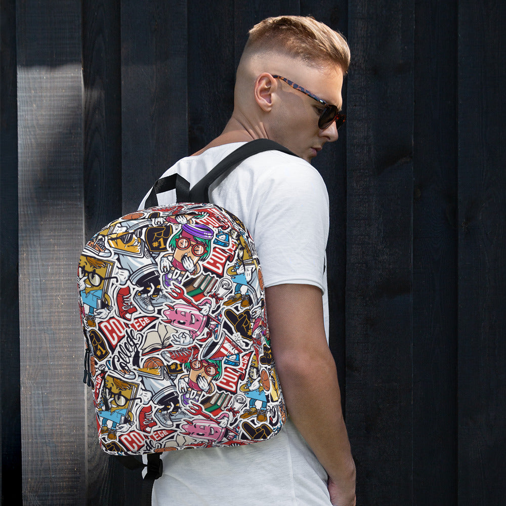 Funny Pop Graffiti Art Stickers Pattern Skater Backpack