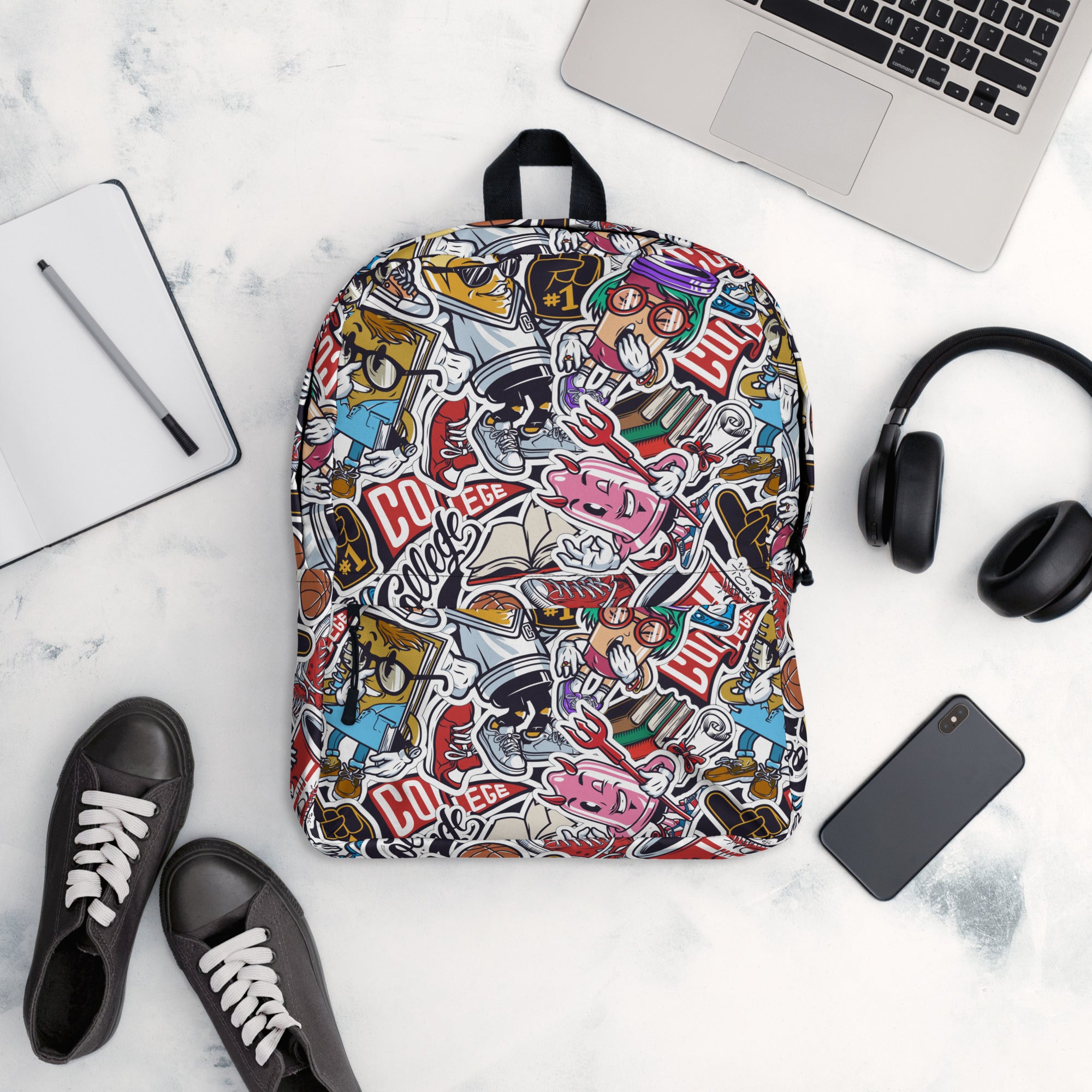 Funny Pop Graffiti Art Stickers Pattern Skater Backpack