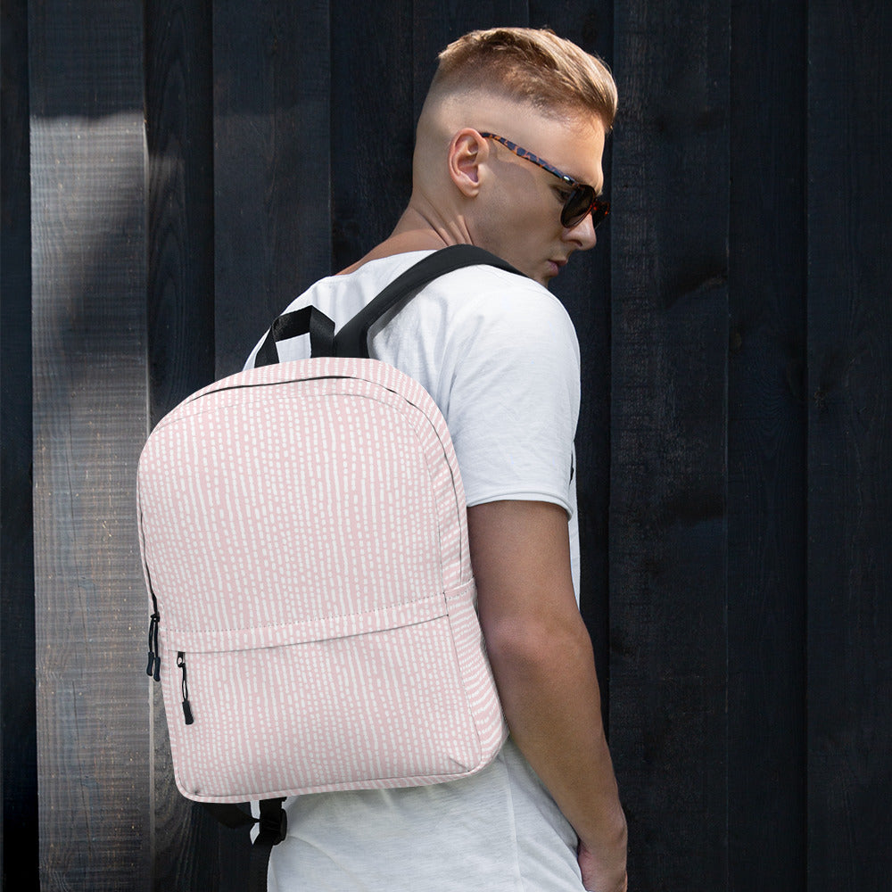 Cute Rose Pink Irregular Striped Print Backpack