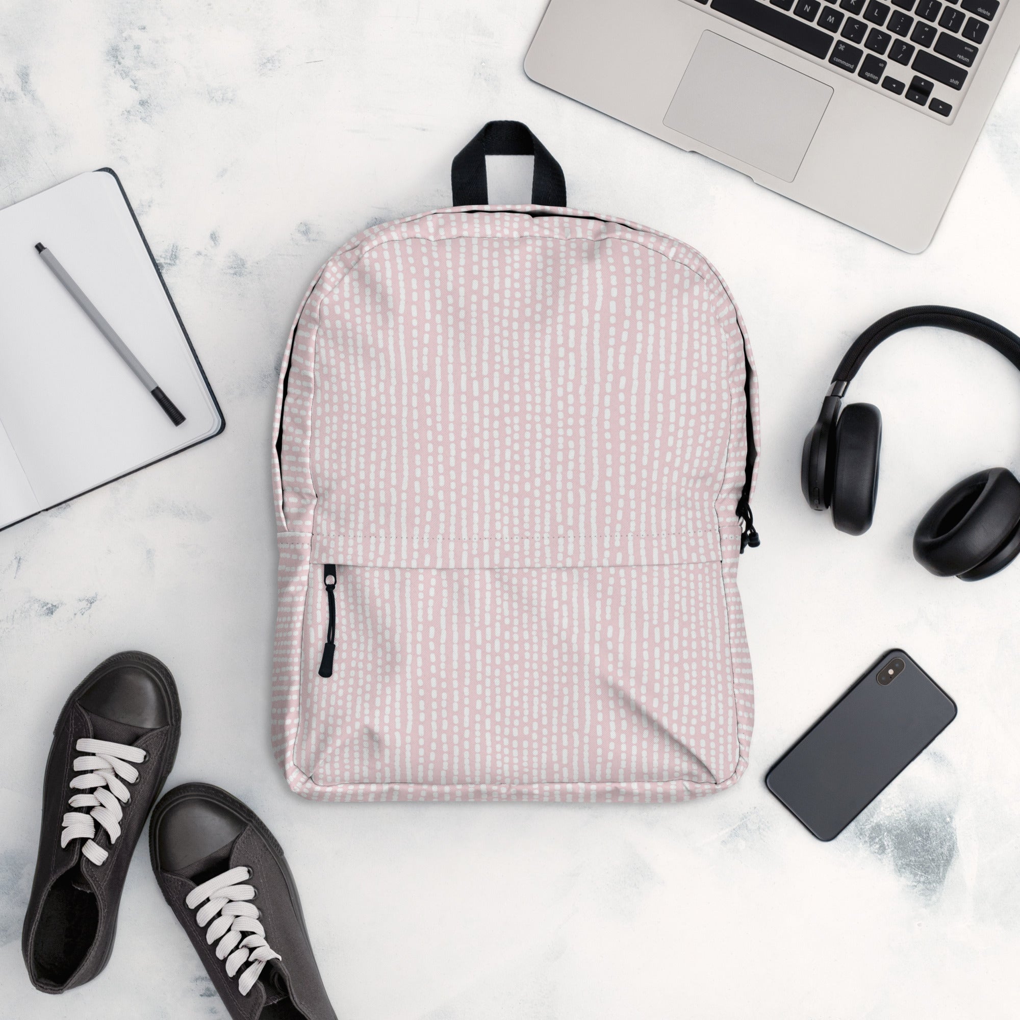 Cute Rose Pink Irregular Striped Print Backpack