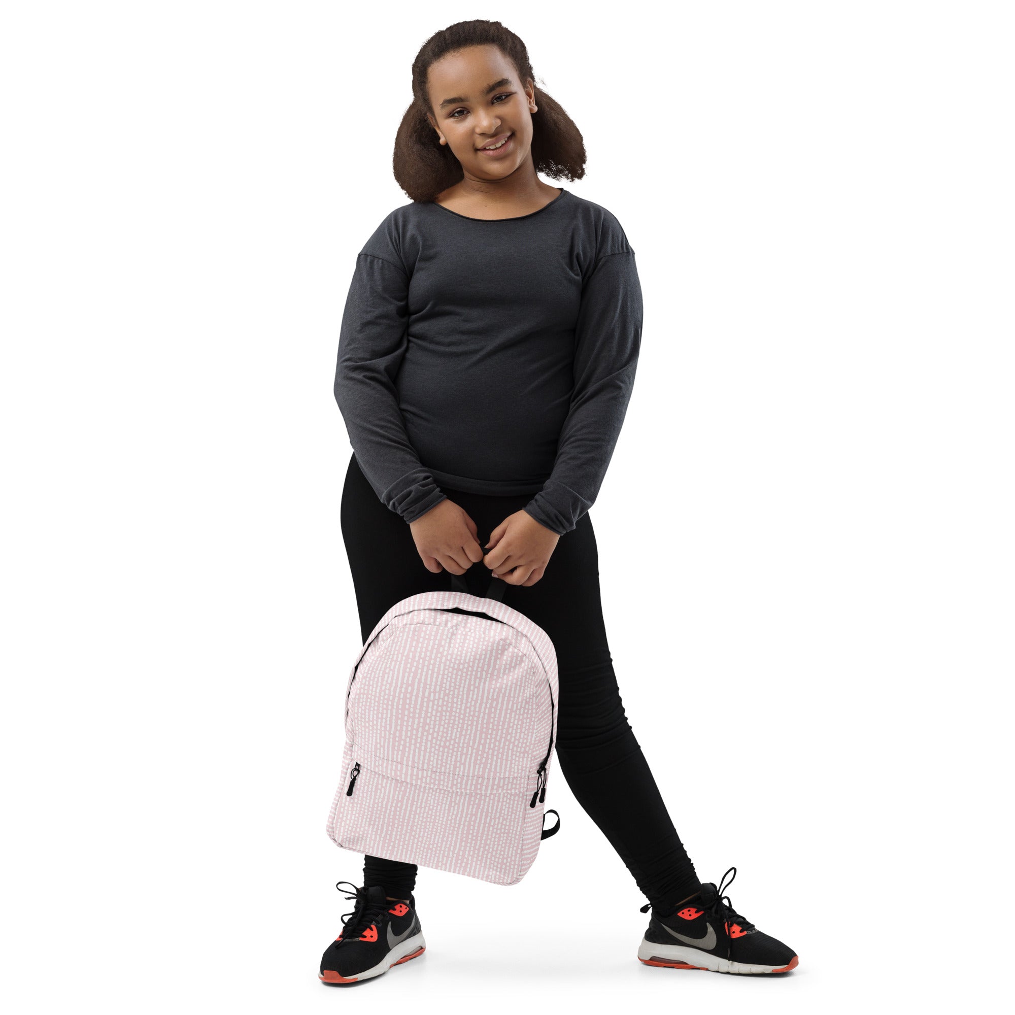 Cute Rose Pink Irregular Striped Print Backpack