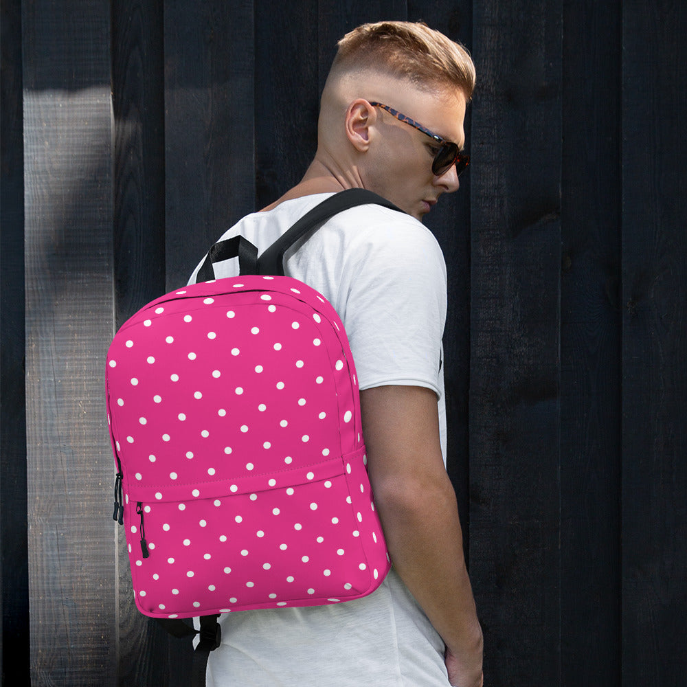 Vintage Preppy Style Pink Polka Dot Backpack