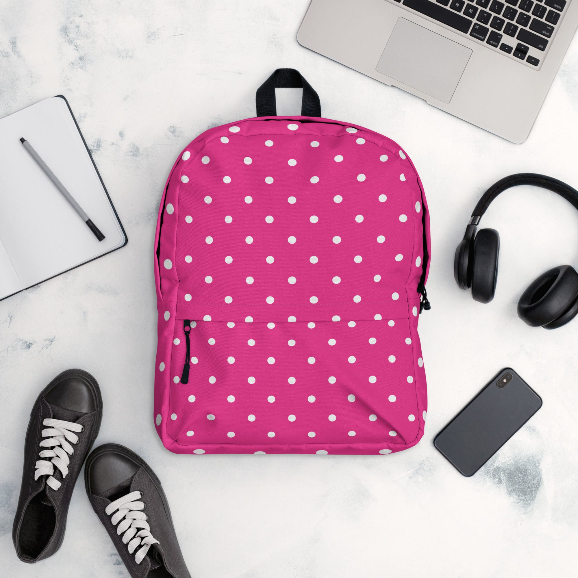 Vintage Preppy Style Pink Polka Dot Backpack
