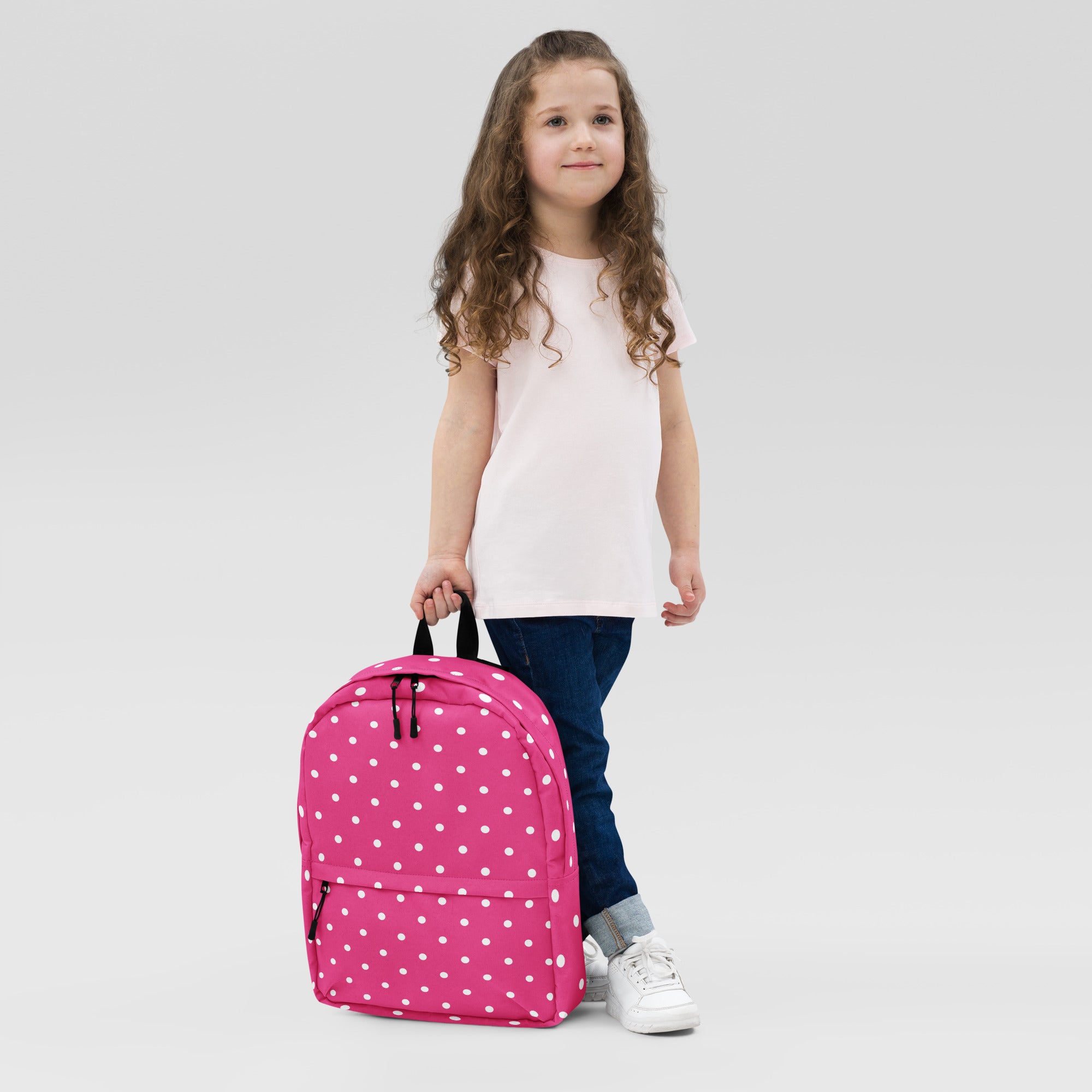 Vintage Preppy Style Pink Polka Dot Backpack