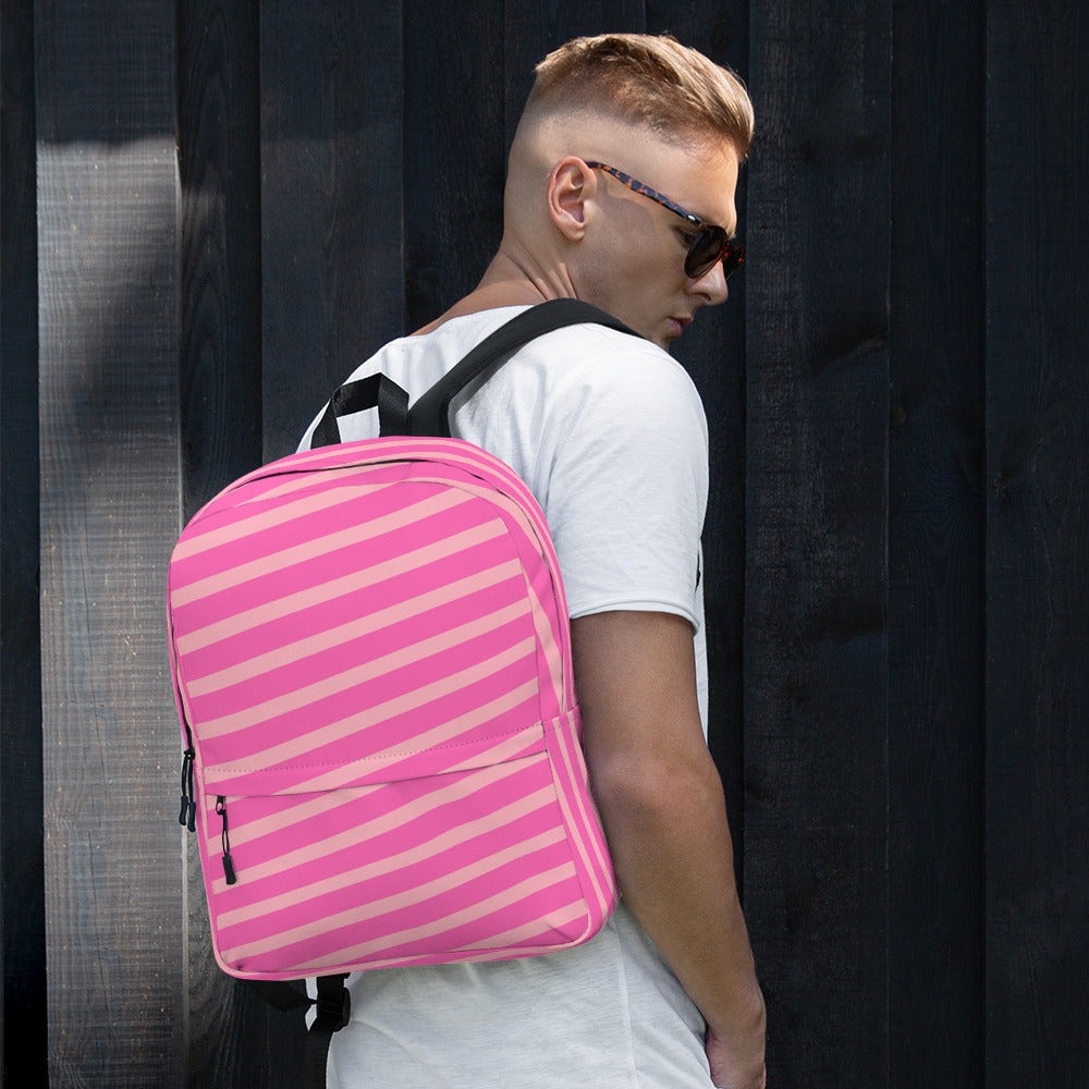 Pink Striped Preppy Aesthetic Backpack for Women