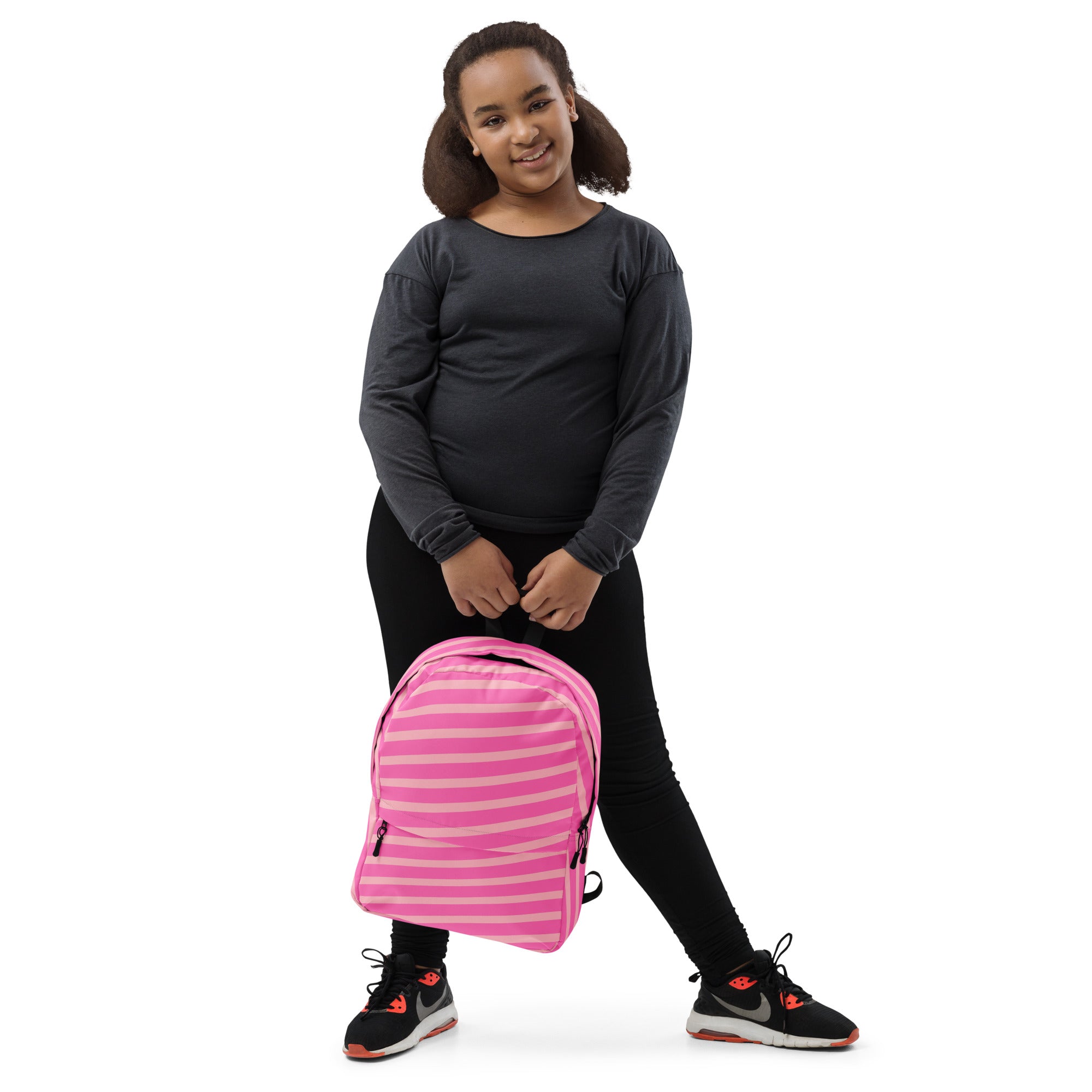Pink Striped Preppy Aesthetic Backpack for Women