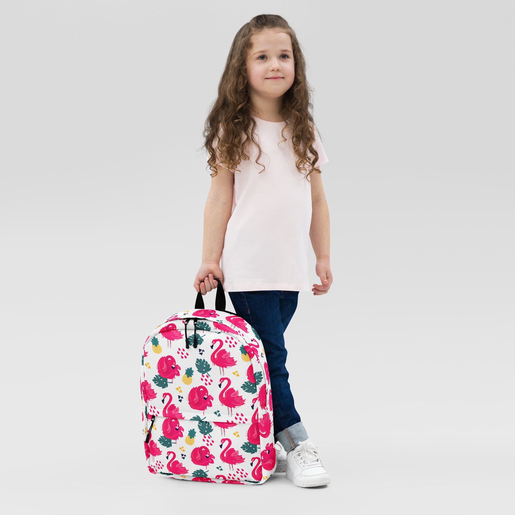 Preppy Pink Southern Flamingo Print Summer Beach Backpack