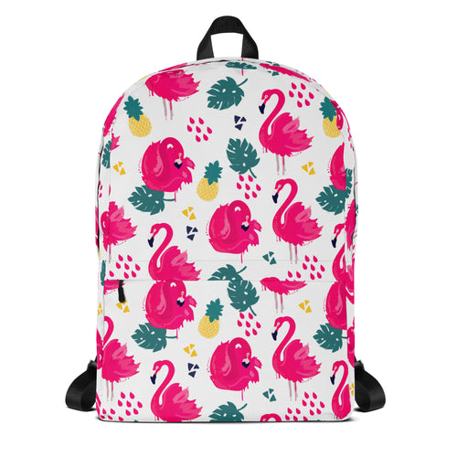 Preppy Pink Southern Flamingo Print Summer Beach Backpack
