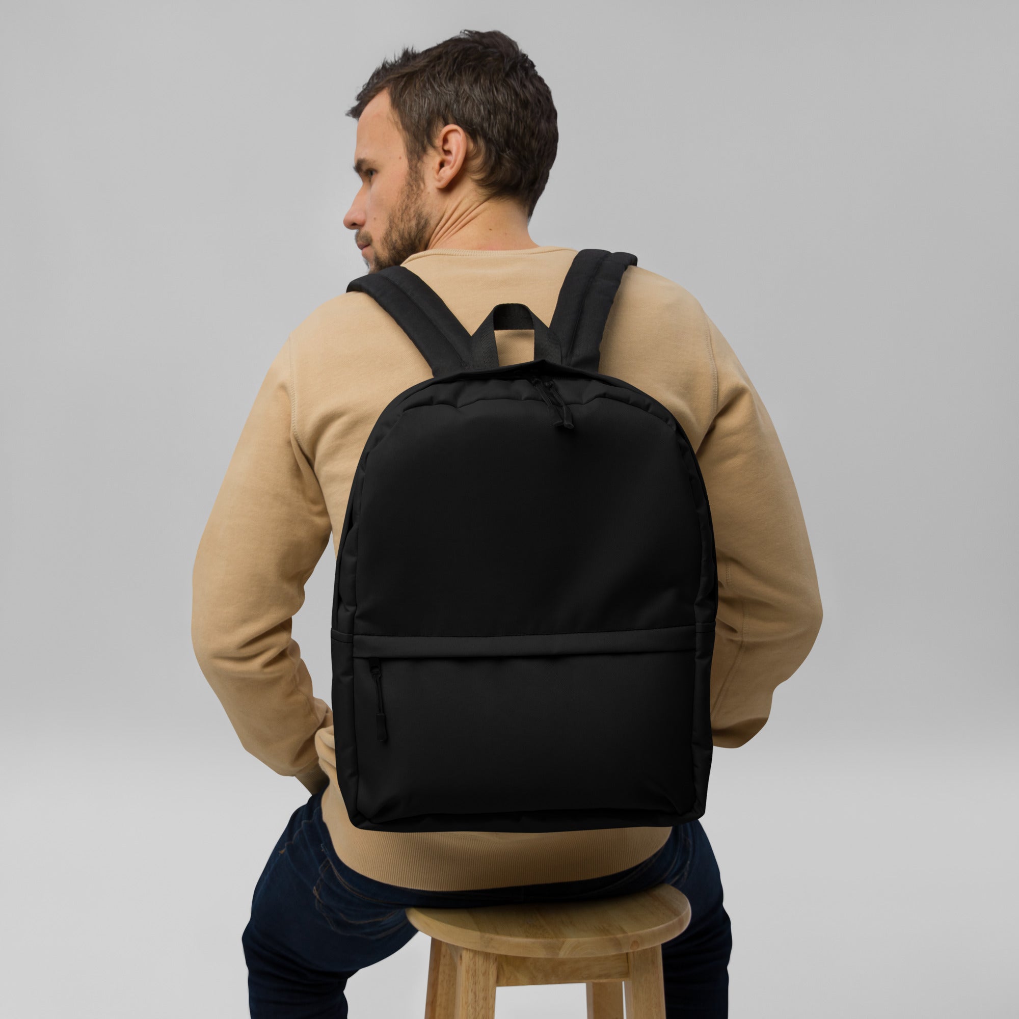 Plain Black Lightweight Laptop Backpack for Women