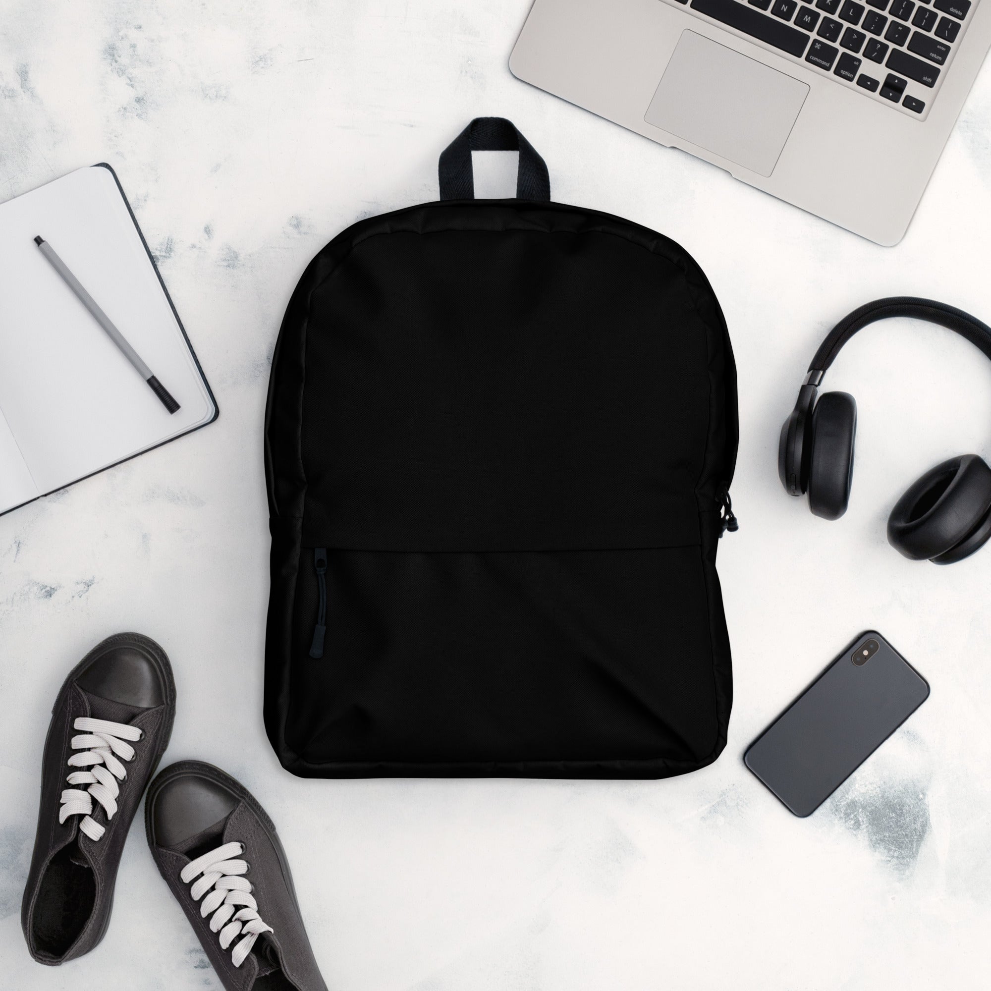 Plain Black Lightweight Laptop Backpack for Women