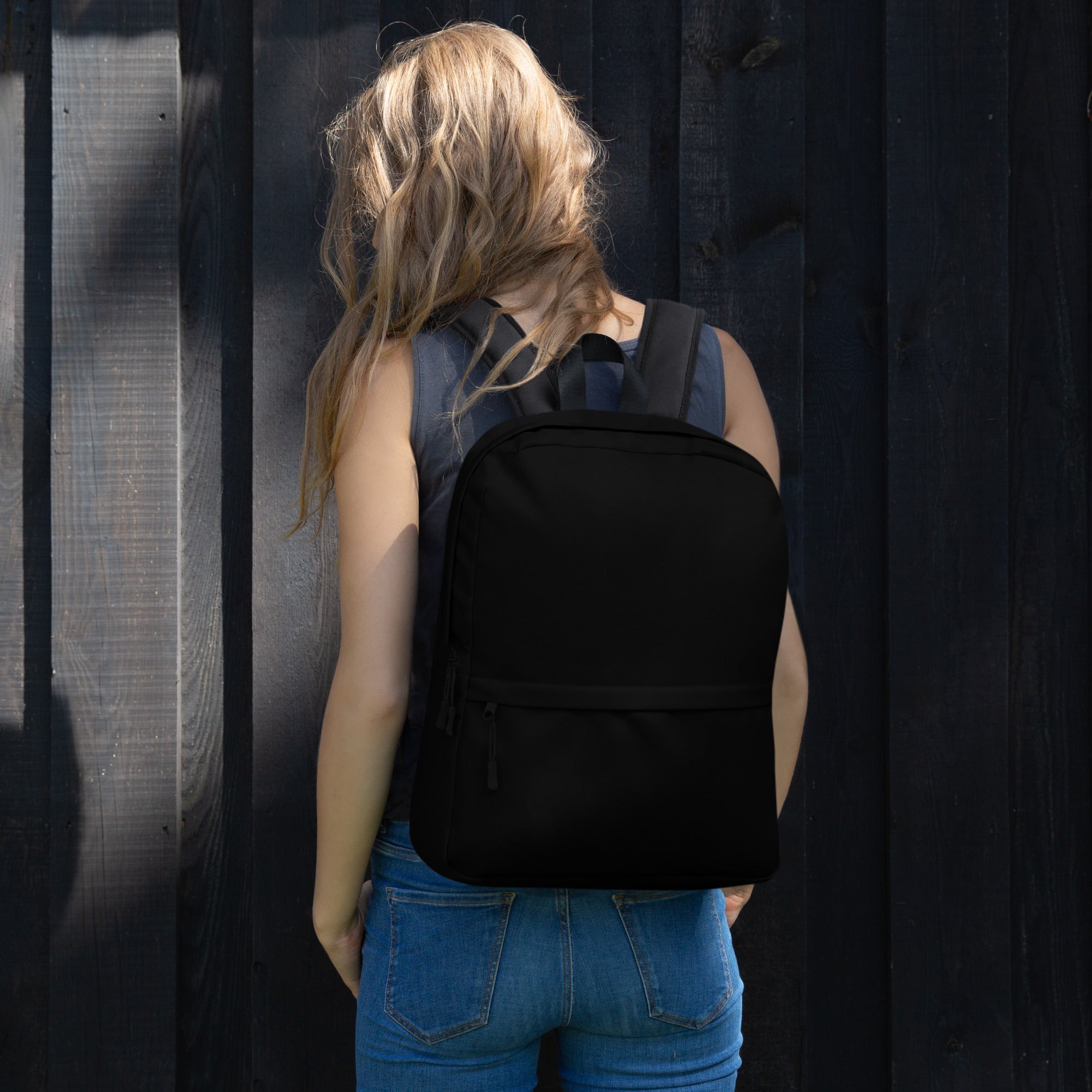 Plain Black Lightweight Laptop Backpack for Women