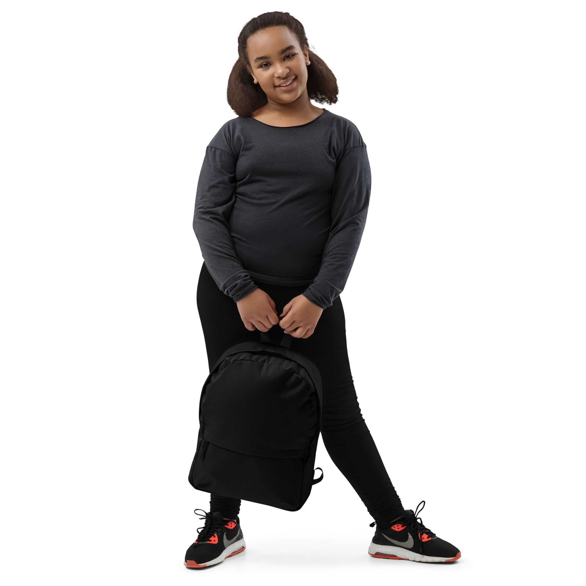 Plain Black Lightweight Laptop Backpack for Women