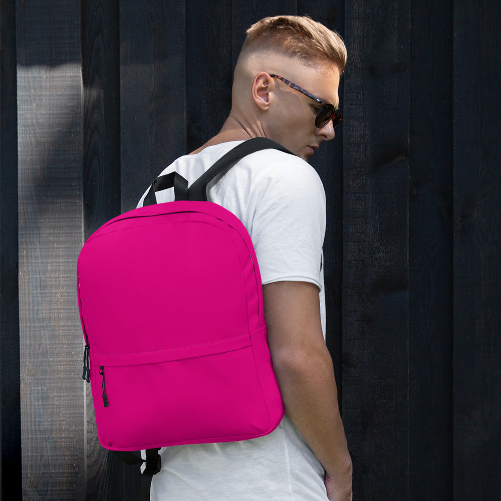 Preppy Shocking Pink Plain Waterproof Backpack for Women