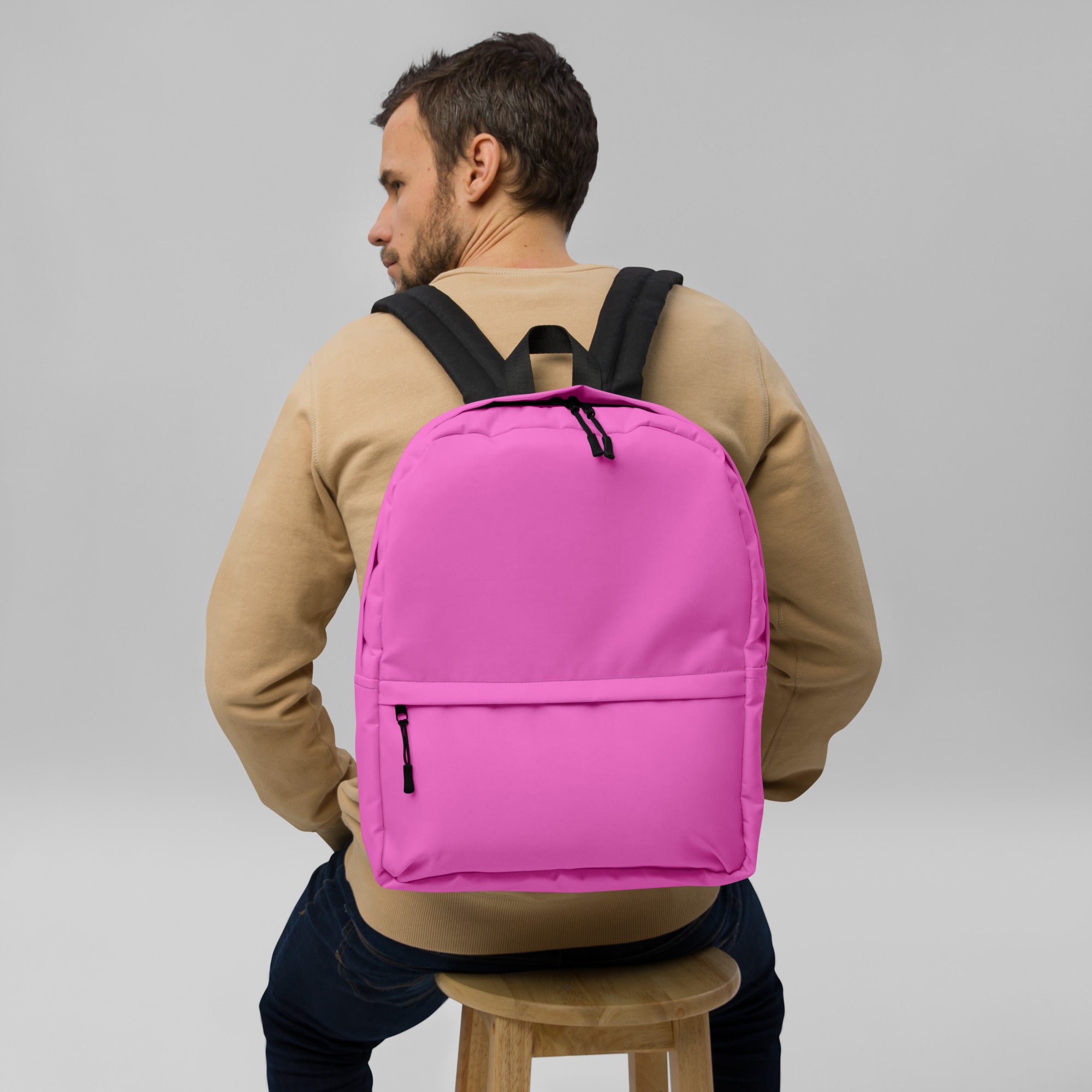Plain Rose Pink Back to School Backpack for Women