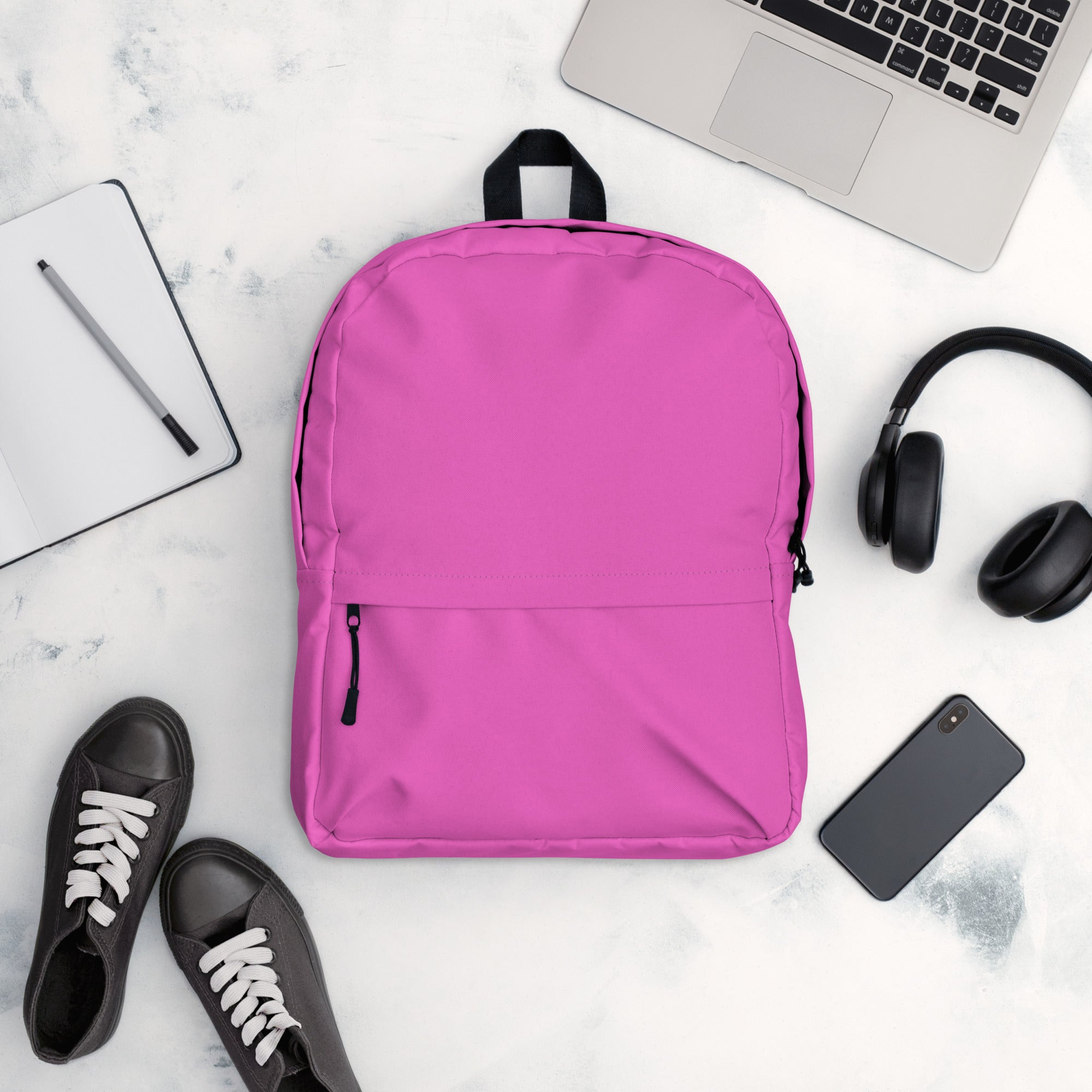 Plain Rose Pink Back to School Backpack for Women