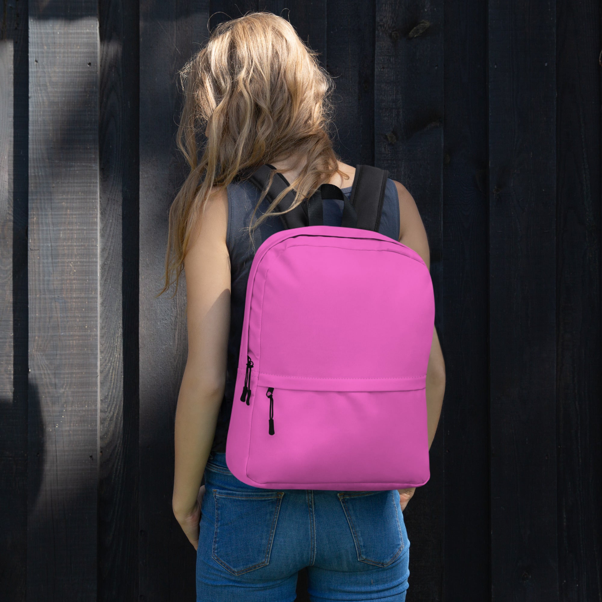 Plain Rose Pink Back to School Backpack for Women