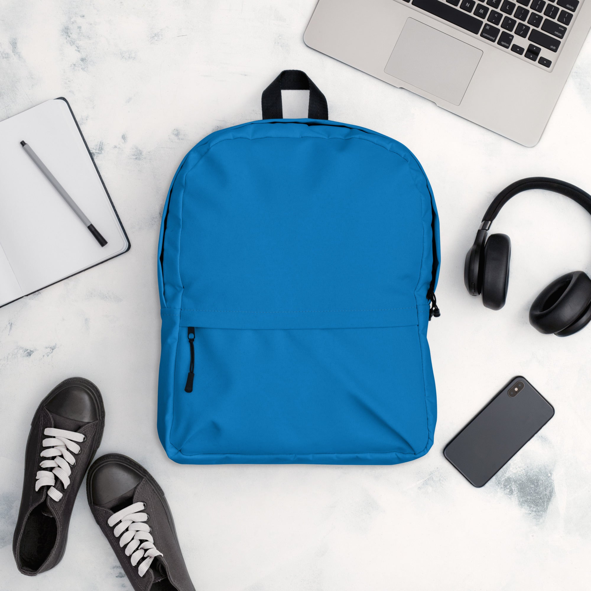 Plain Blue Medium Size Womens Backpack for Travel & School
