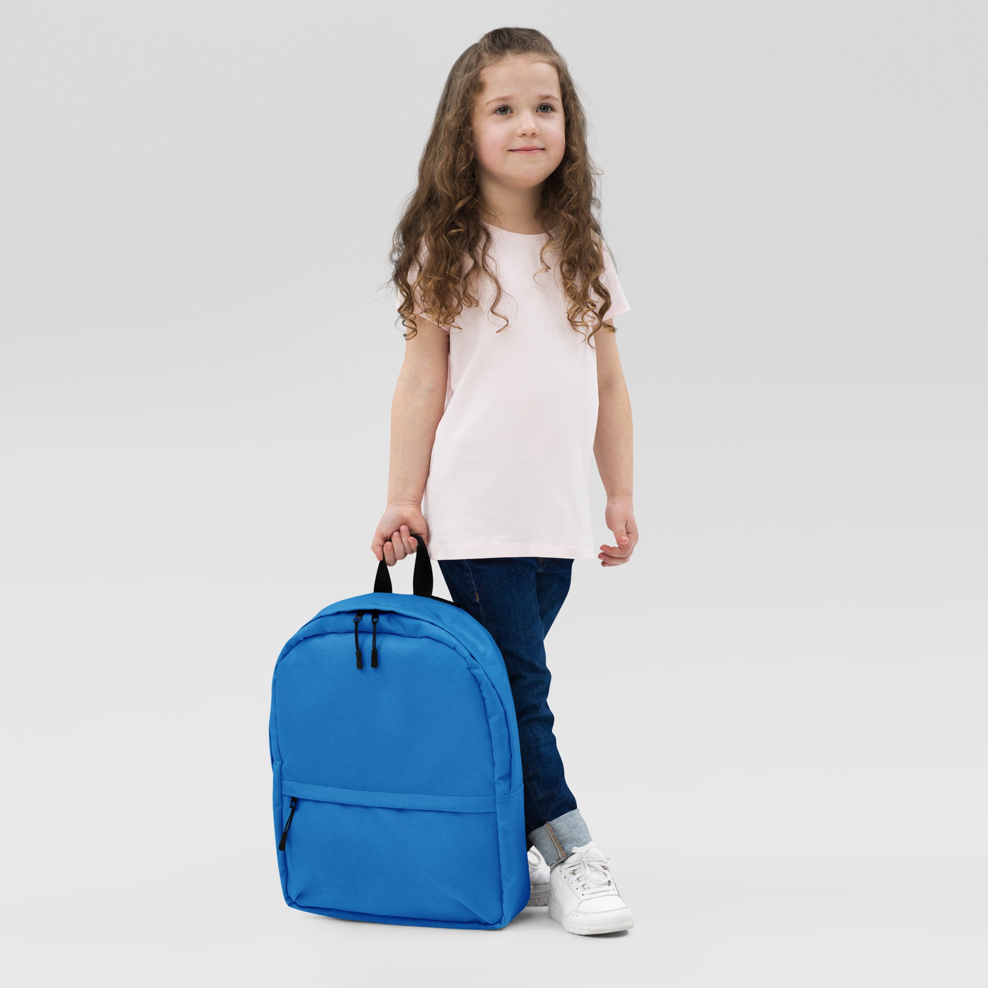Plain Blue Medium Size Womens Backpack for Travel & School