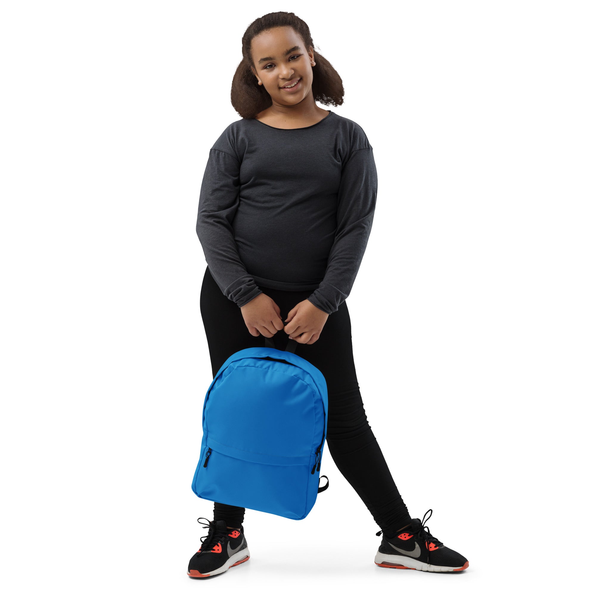 Plain Blue Medium Size Womens Backpack for Travel & School
