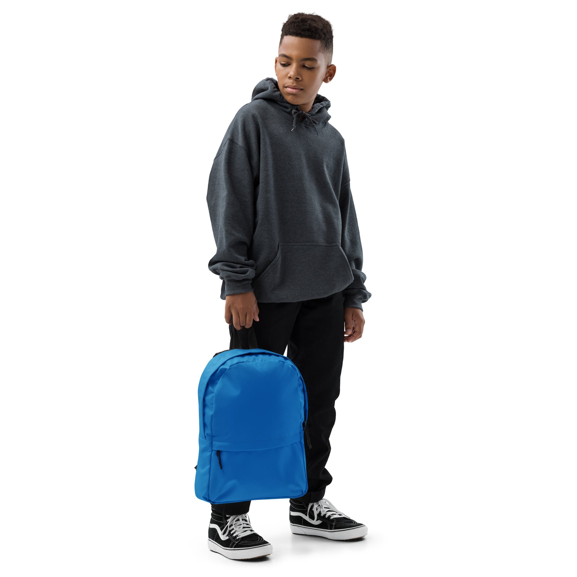 Plain Blue Medium Size Womens Backpack for Travel & School