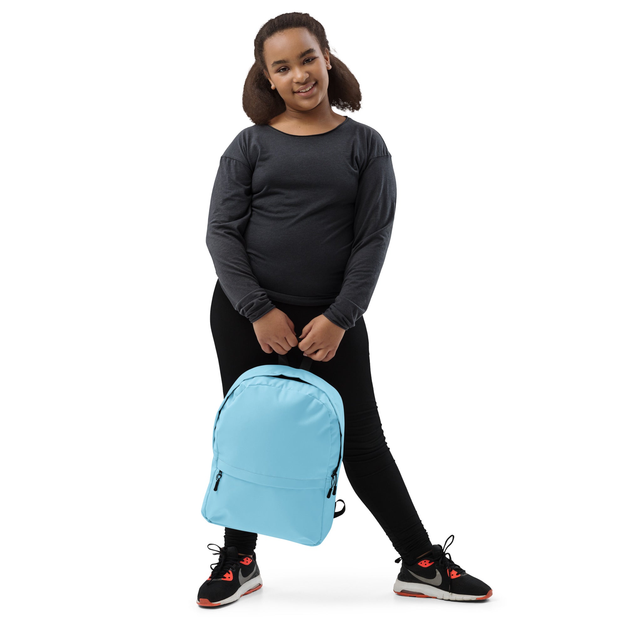 Preppy Light Baby Blue Medium Size Backpack for School & Travel