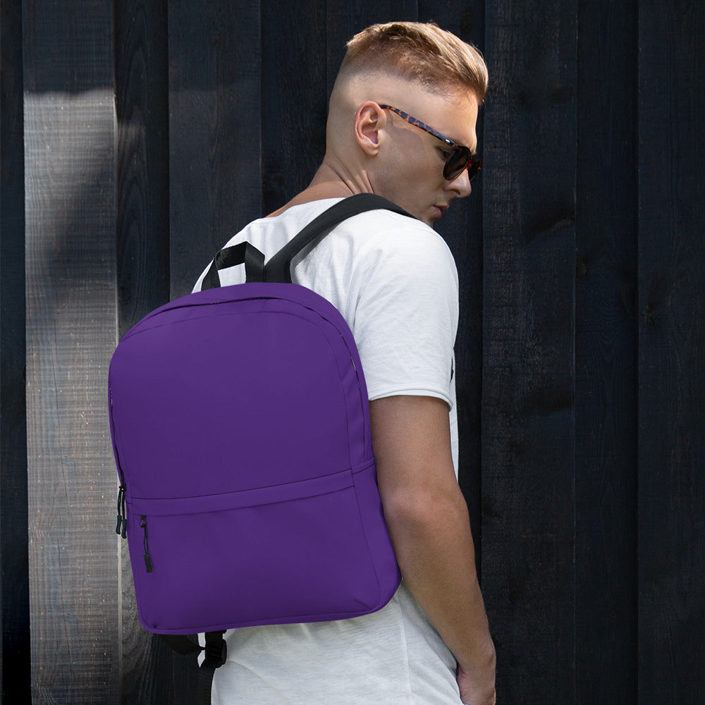 Preppy Plain Dark Plum Purple Color Medium Size Backpack