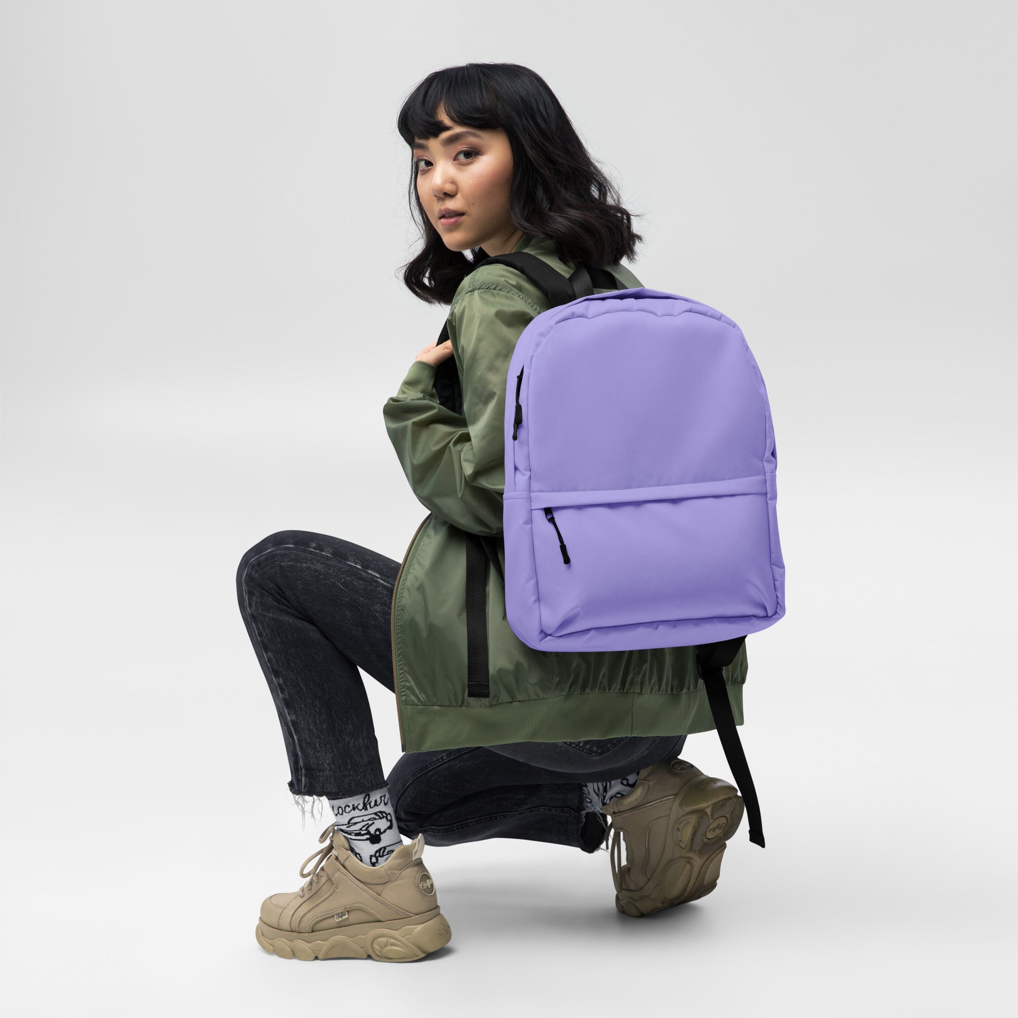 Preppy Plain Purple Lightweight Womens School Travel Backpack