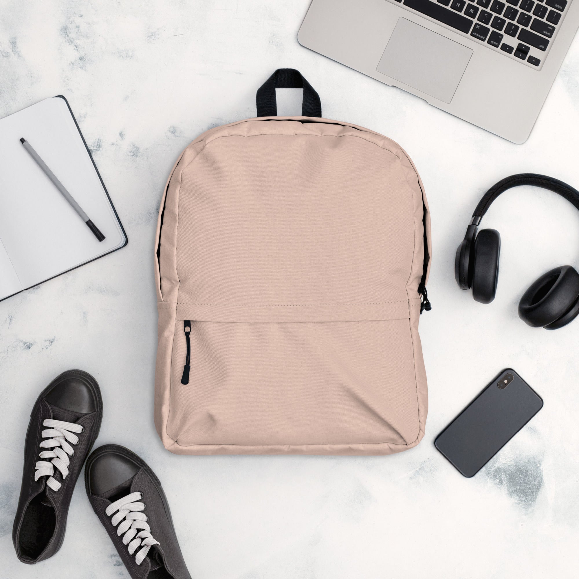 Minimal Plain Beige Color Womens Lightweight Fashion Backpack