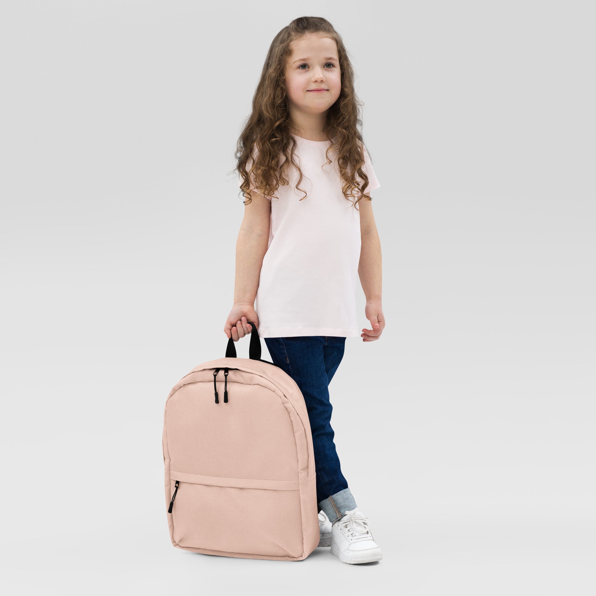 Minimal Plain Beige Color Womens Lightweight Fashion Backpack