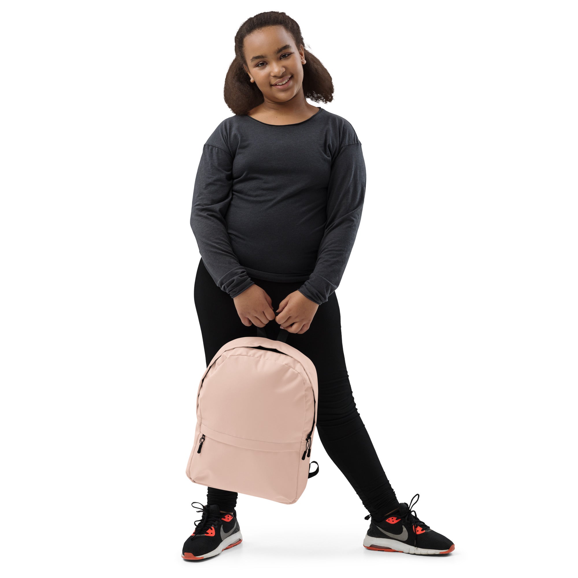 Minimal Plain Beige Color Womens Lightweight Fashion Backpack