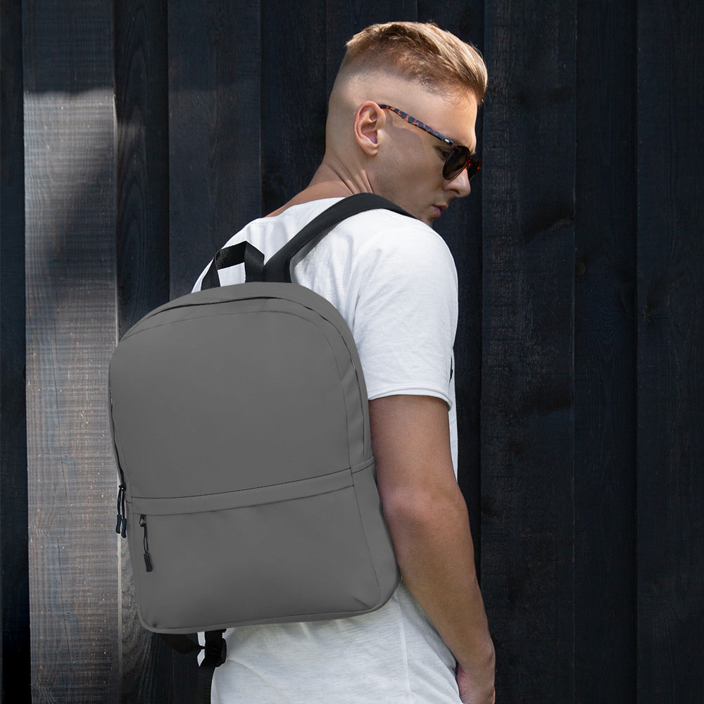 Minimal Plain Gray Color Lightweight Medium Size Backpack