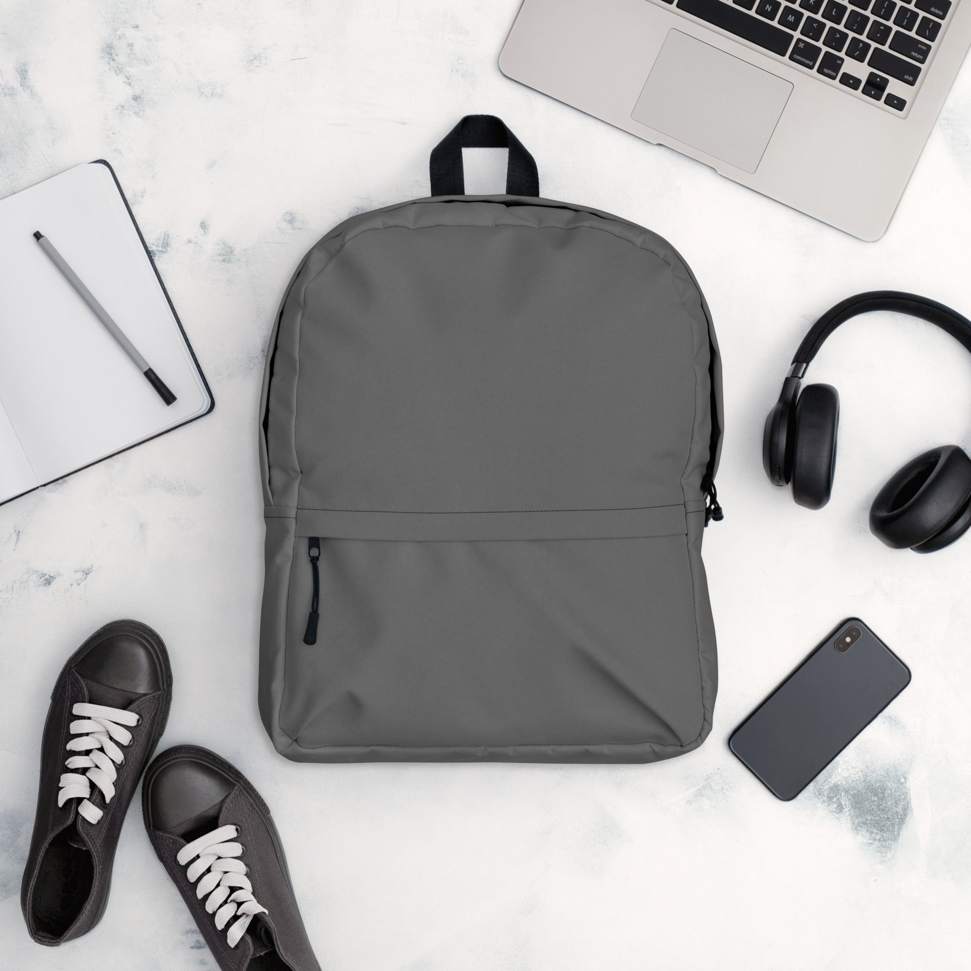 Minimal Plain Gray Color Lightweight Medium Size Backpack