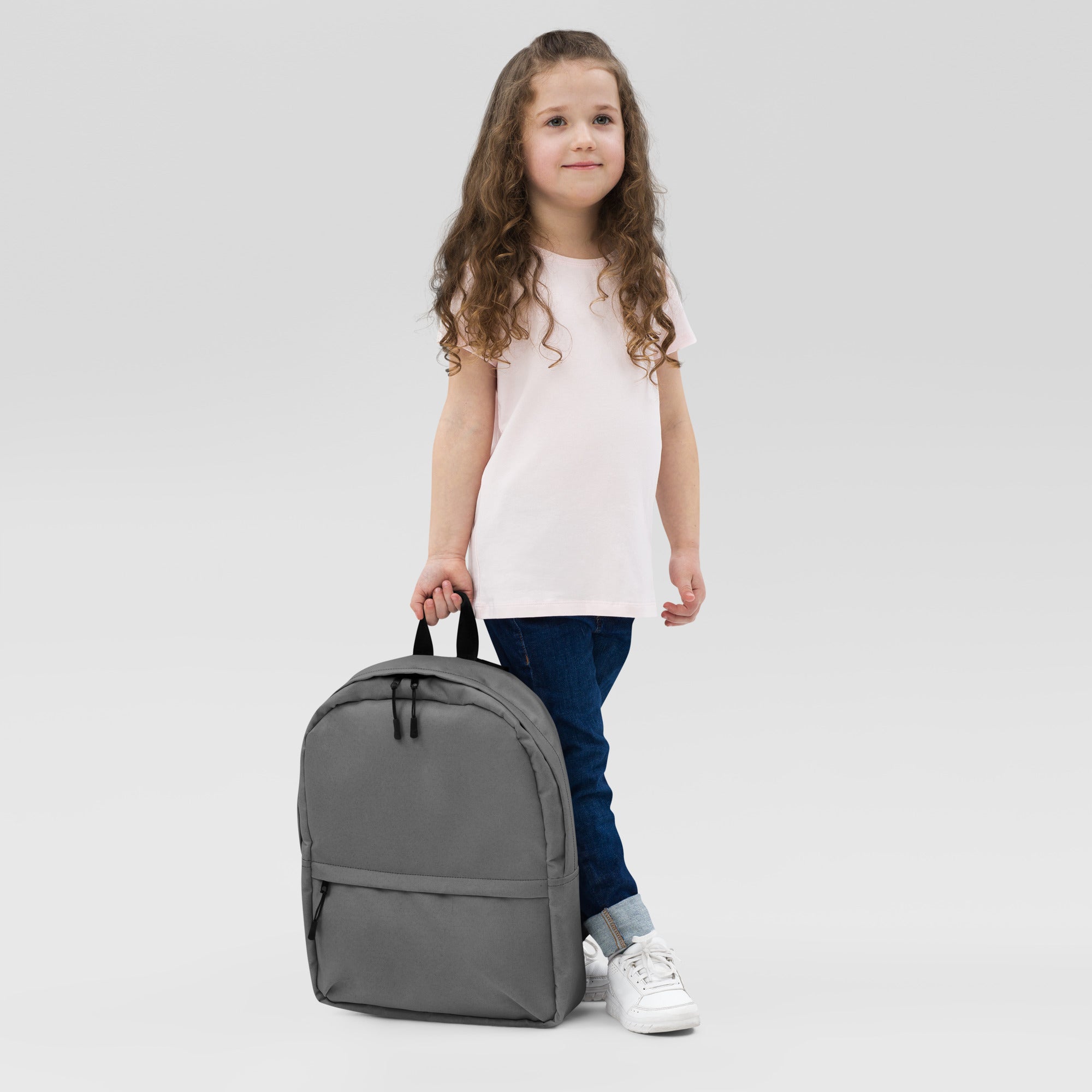 Minimal Plain Gray Color Lightweight Medium Size Backpack