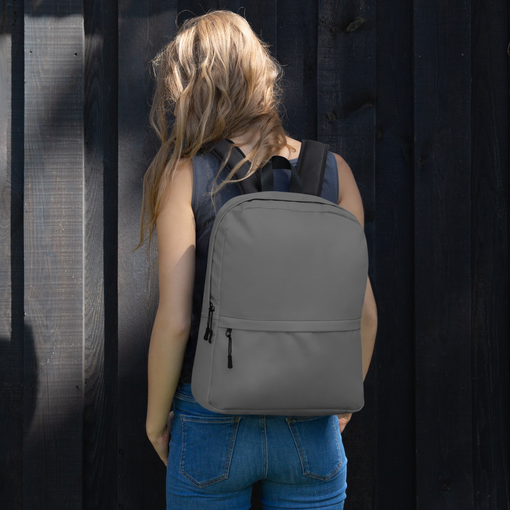 Minimal Plain Gray Color Lightweight Medium Size Backpack