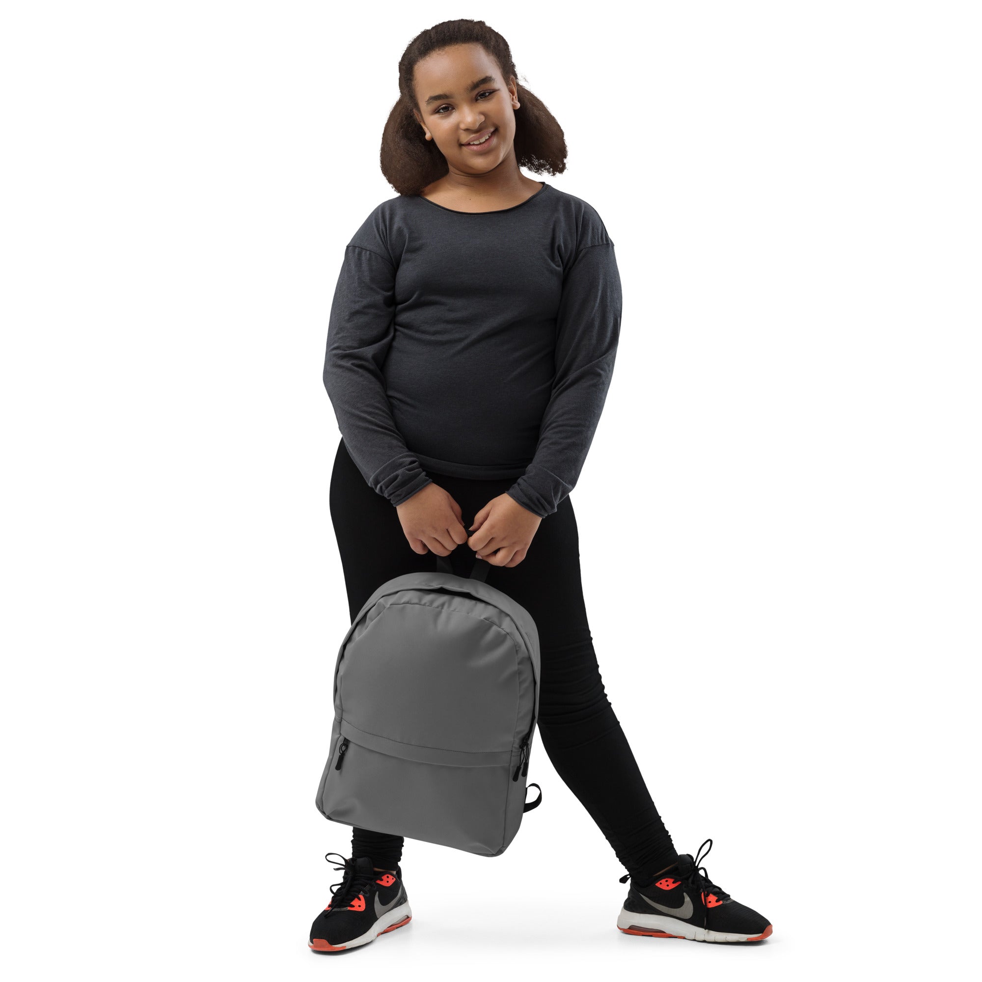 Minimal Plain Gray Color Lightweight Medium Size Backpack