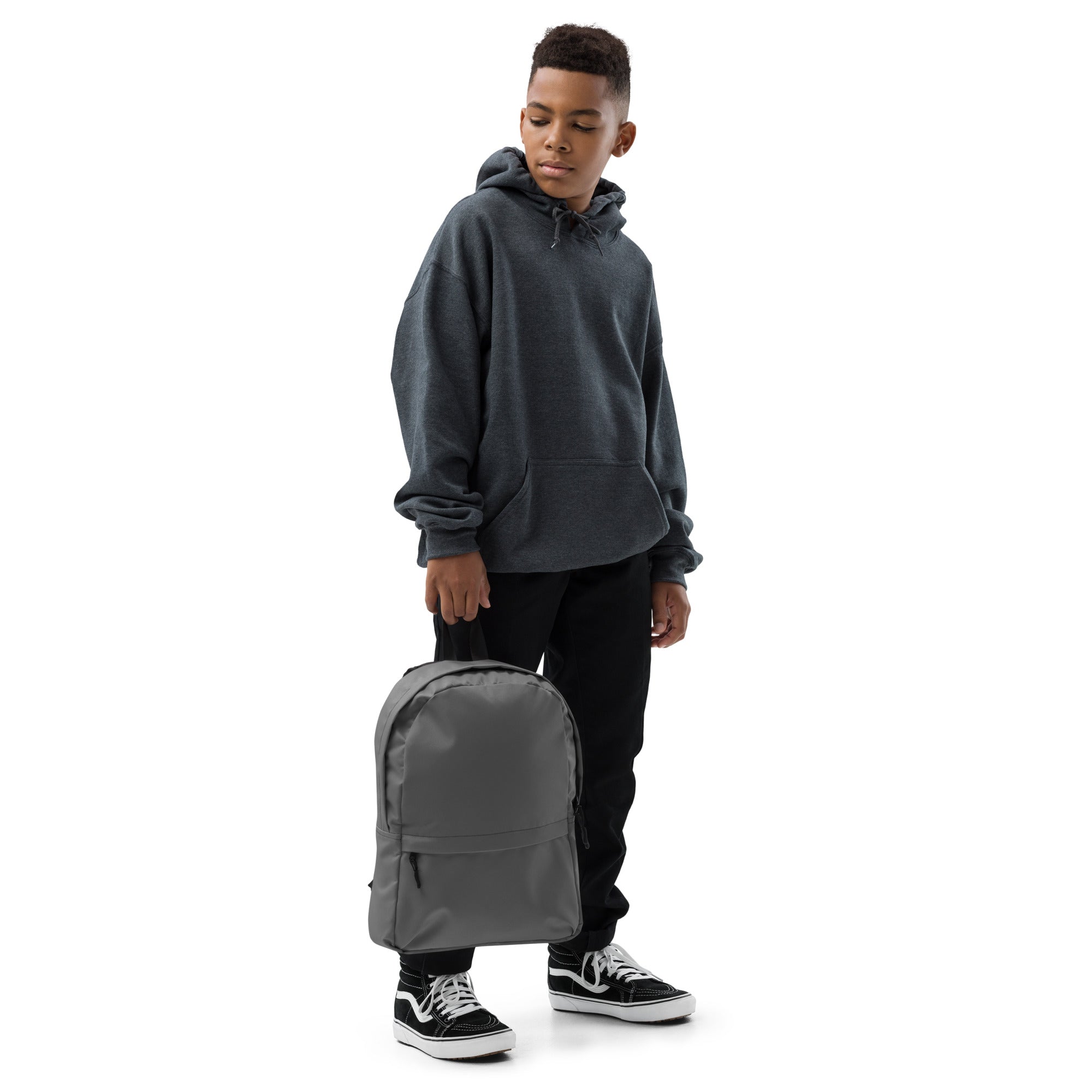Minimal Plain Gray Color Lightweight Medium Size Backpack