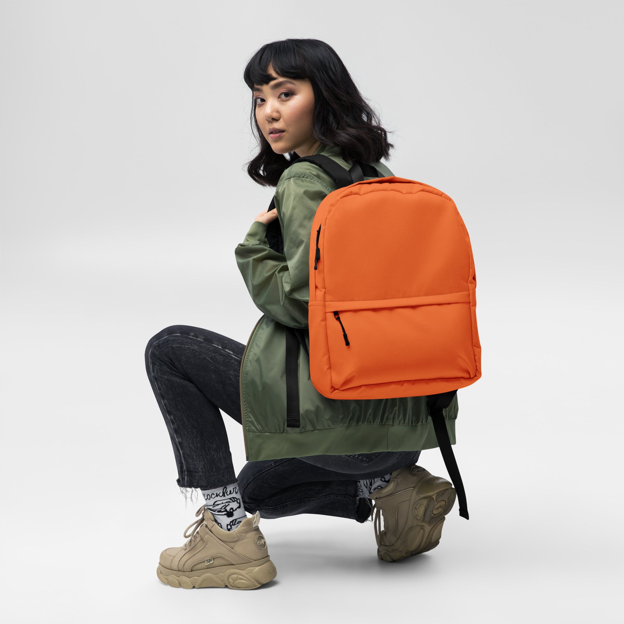 Cute Lightweight Solid Orange Color Backpack for School