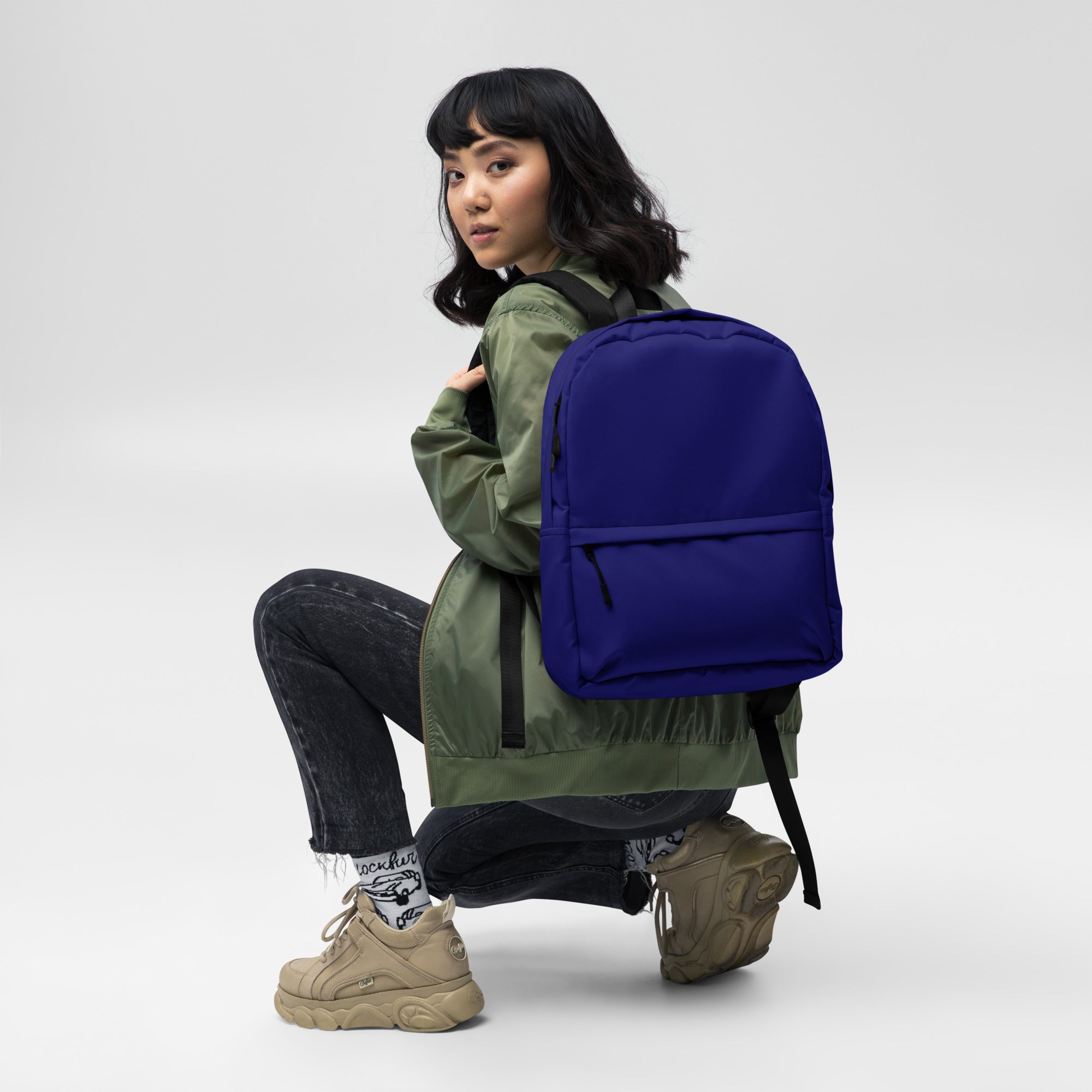 Cute Lightweight Solid Navy Blue Color Backpack for School