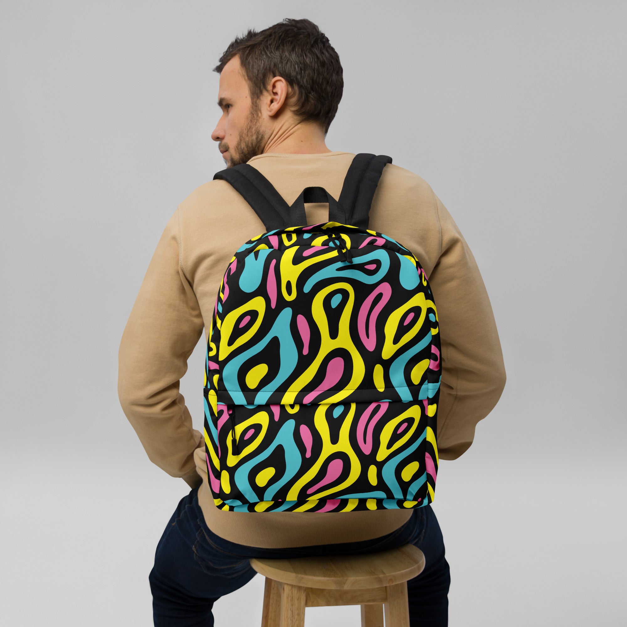 Colorful Neo Memphis Geometric Pattern Medium Size Backpack