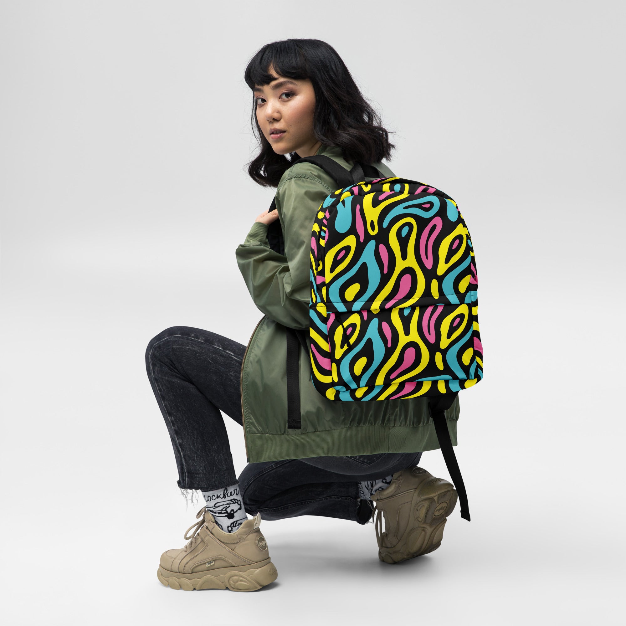 Colorful Neo Memphis Geometric Pattern Medium Size Backpack