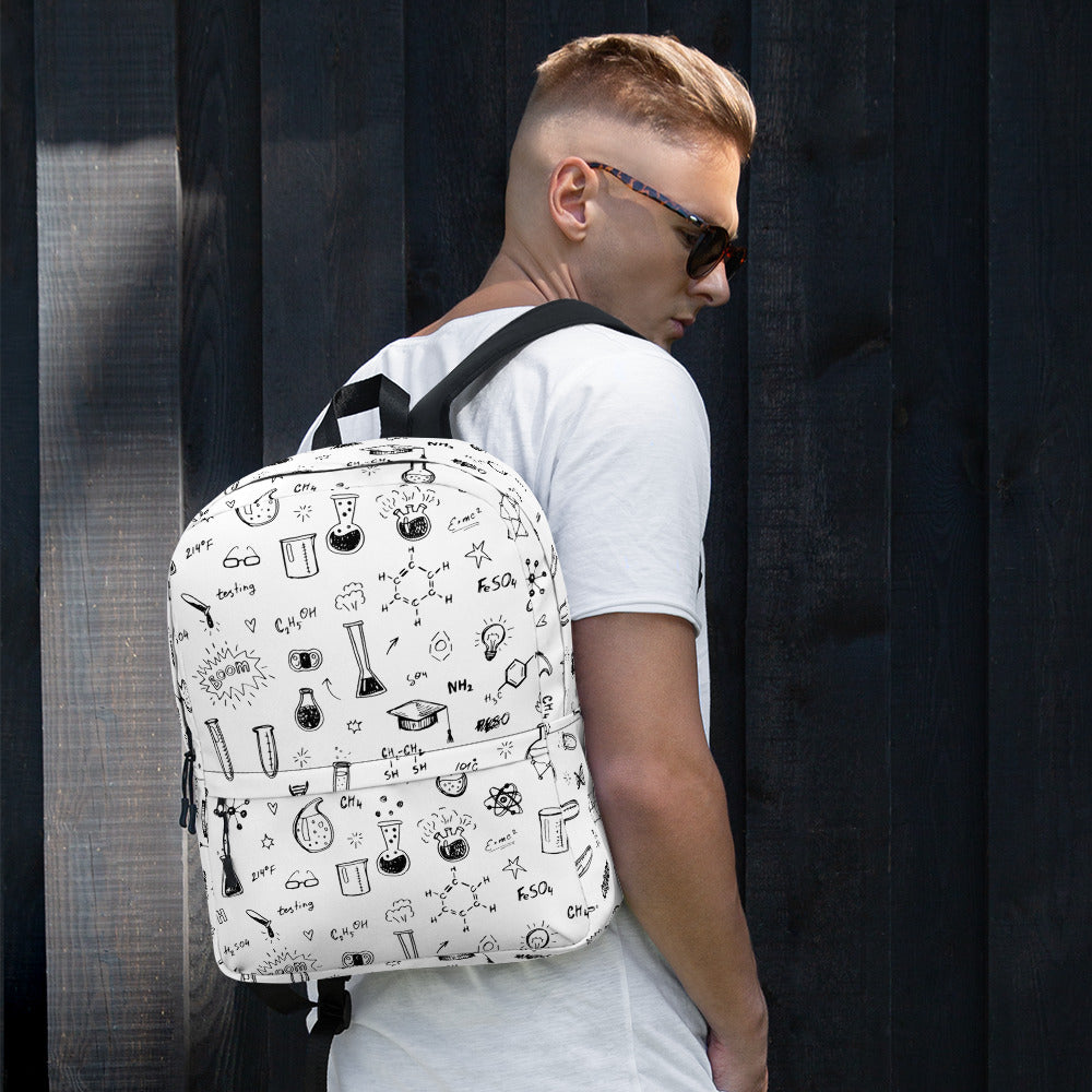 Chemistry Themed Handmade Doodles Offwhite Backpack for School