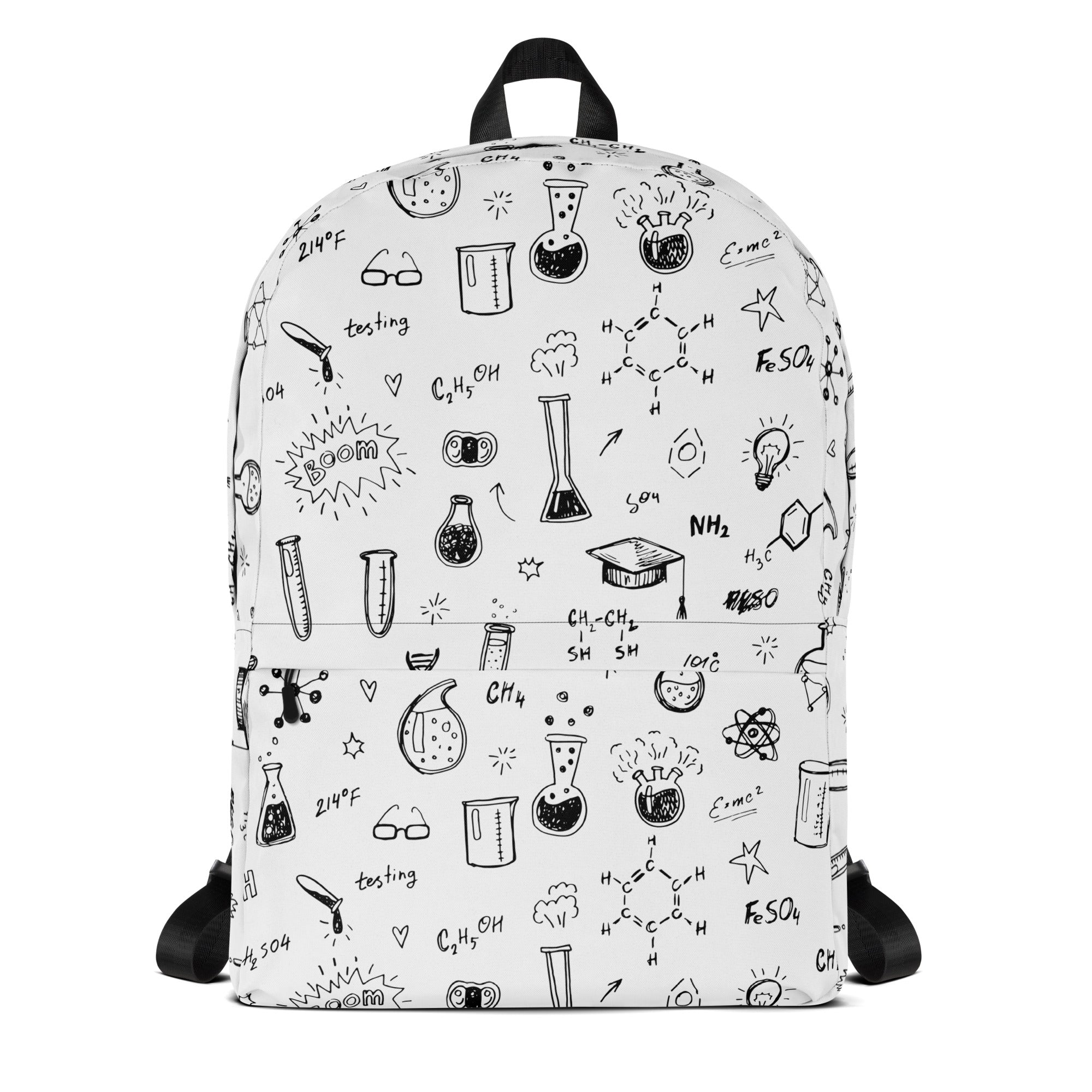 Chemistry Themed Handmade Doodles Offwhite Backpack for School